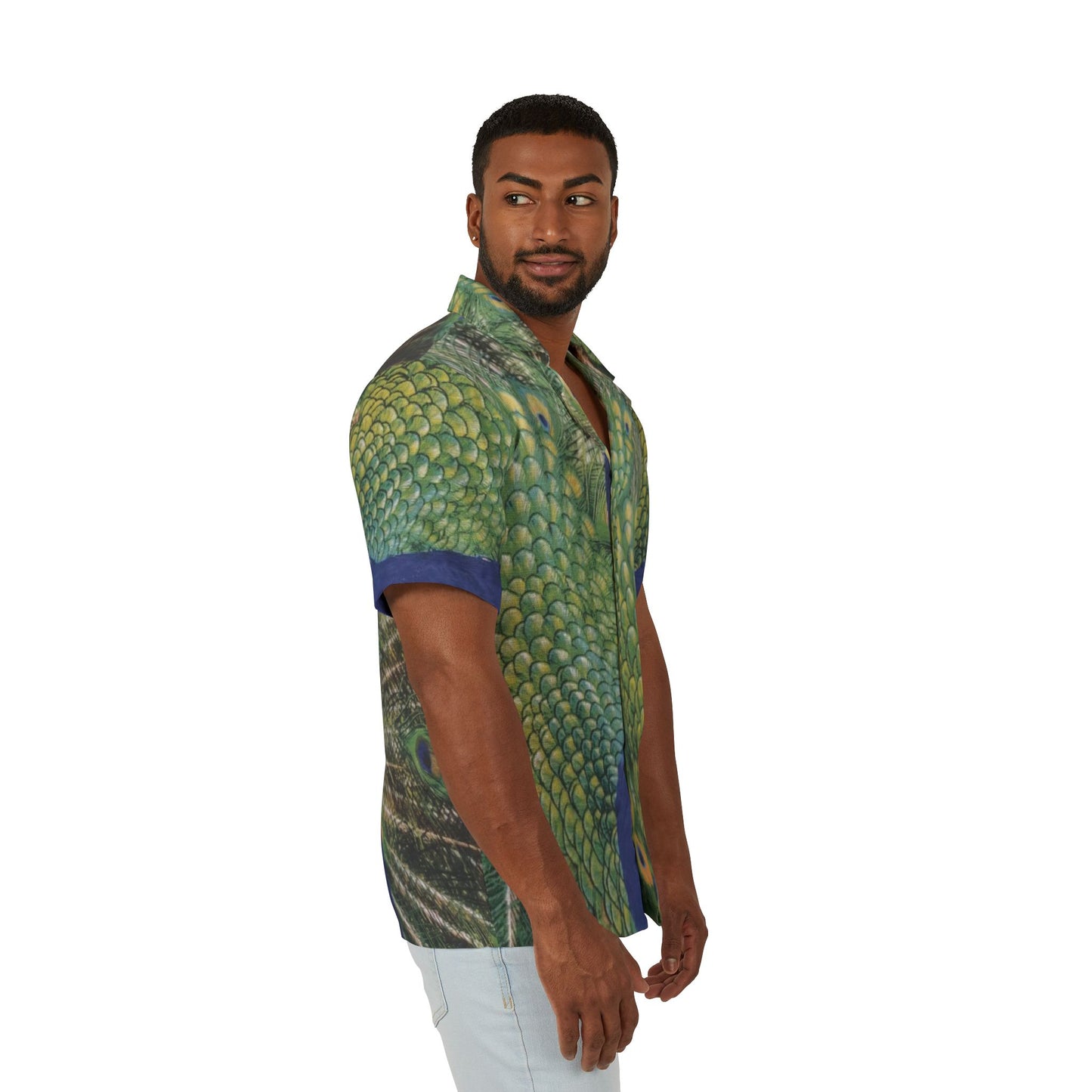 Peacock Graphic Hawaiian Camp Shirt — Island Yachting & Date Night Print