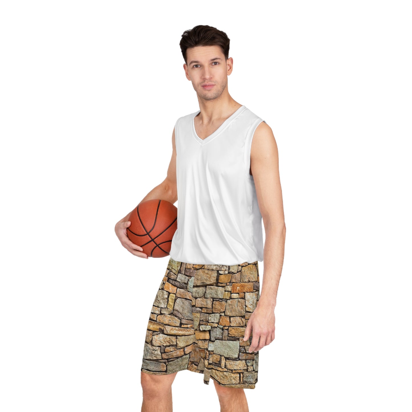 Brick Stone Wall 'Solid as a Rock' Basketball Shorts — Streetwear