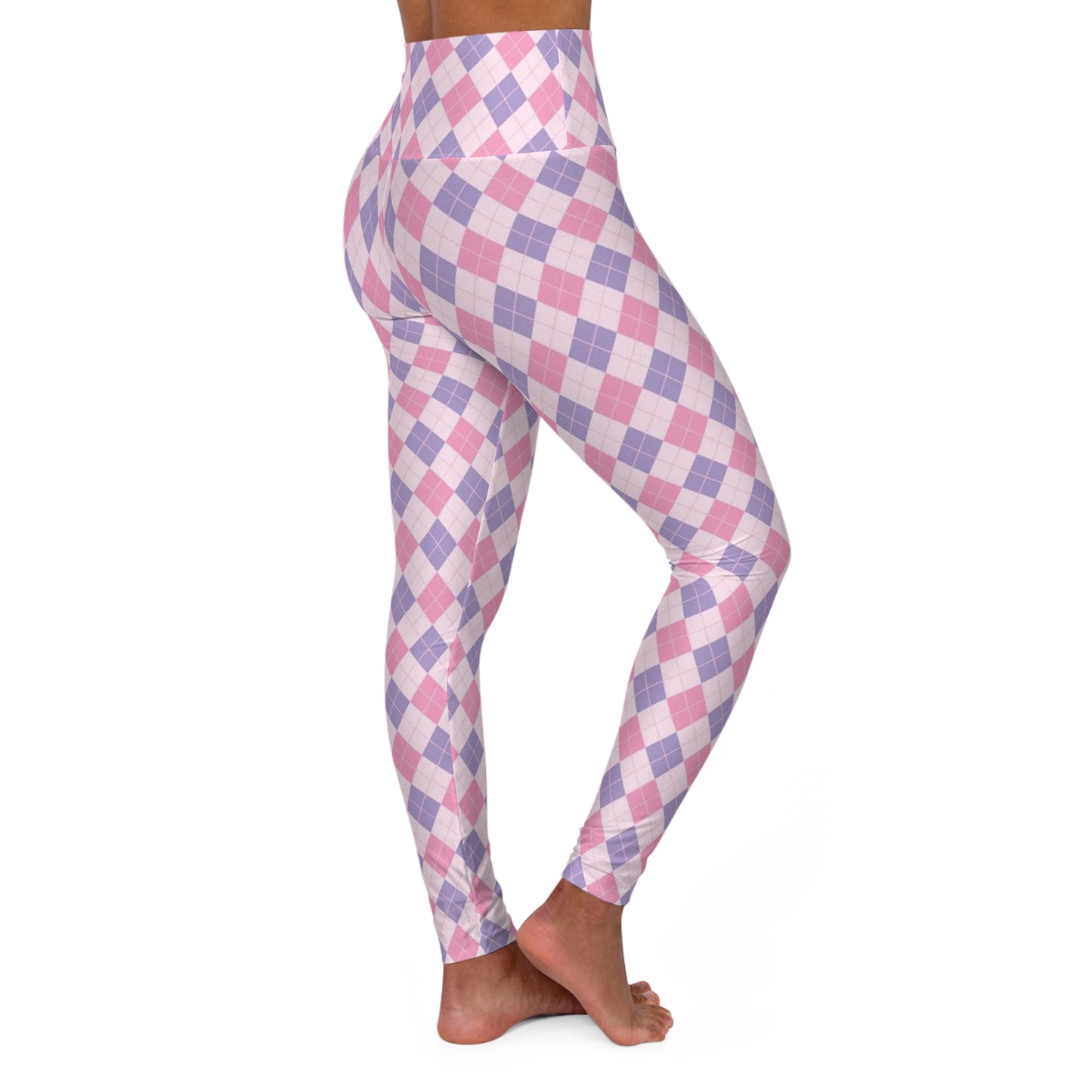 Classic Argyle High-Waisted Yoga Leggings - Pink & Purple — Give Me Grace Print Activewear