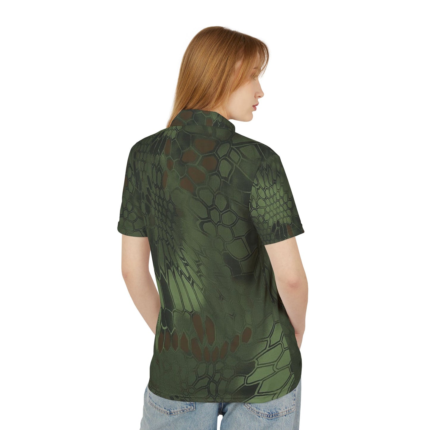 Give Me Grace Green Camo Floral Lace Polo Shirt