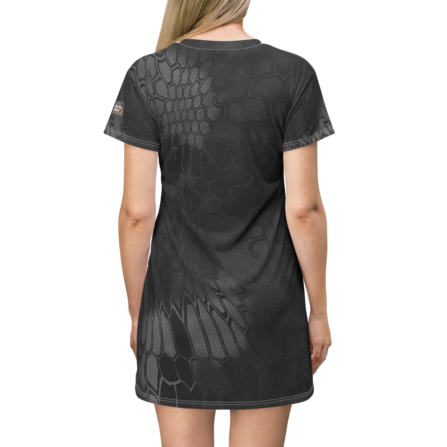 Give Me Grace Black Signature Snakeskin Lace Camo Croc Mix T-Shirt Dress