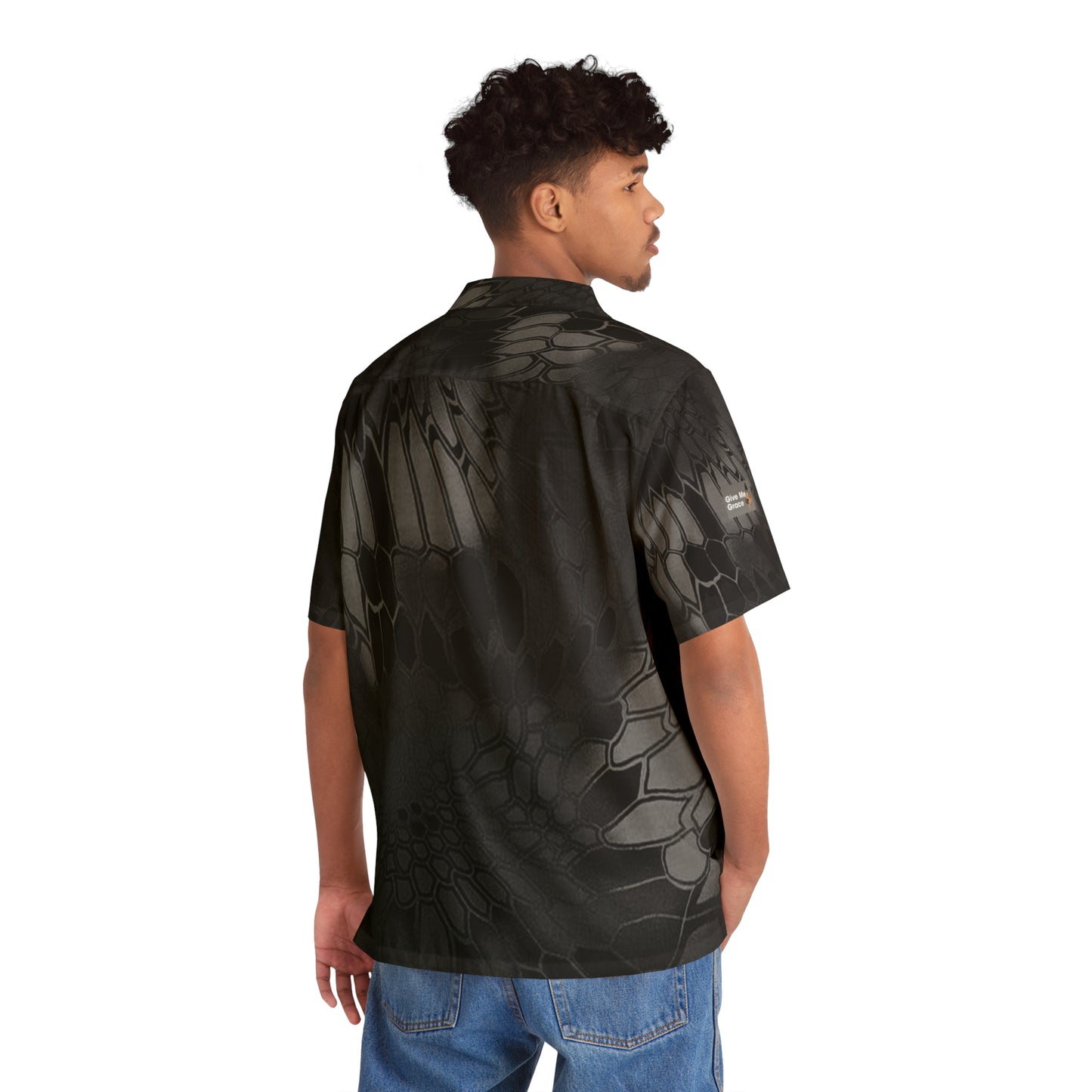 Black Gray Button Up Casual Hawaiian Shirt with Pyramid Hat Print, Sexy and Fun Lightweight Unisex Top, Ideal for Any Occasion, Beachwear,