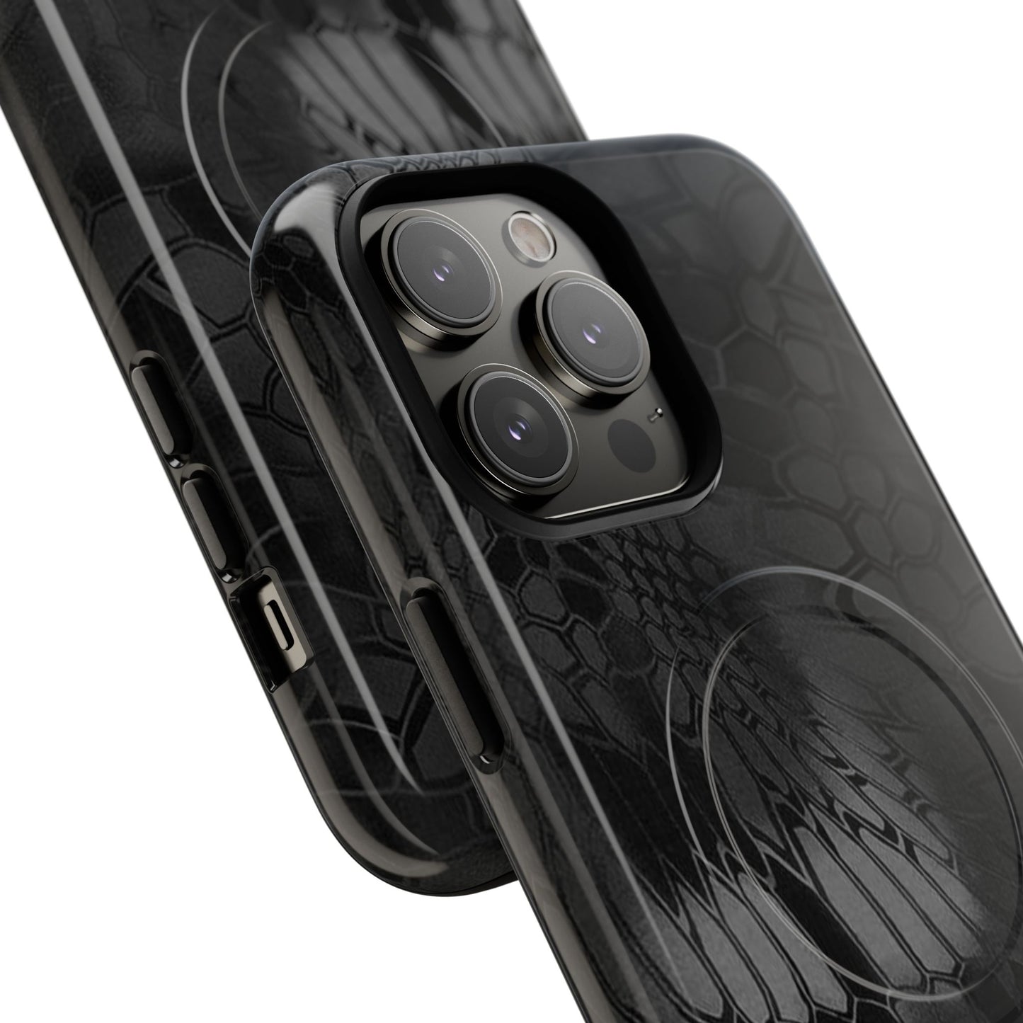 Magnetic Tough Phone Case — Black Snake Skin Protective Cover