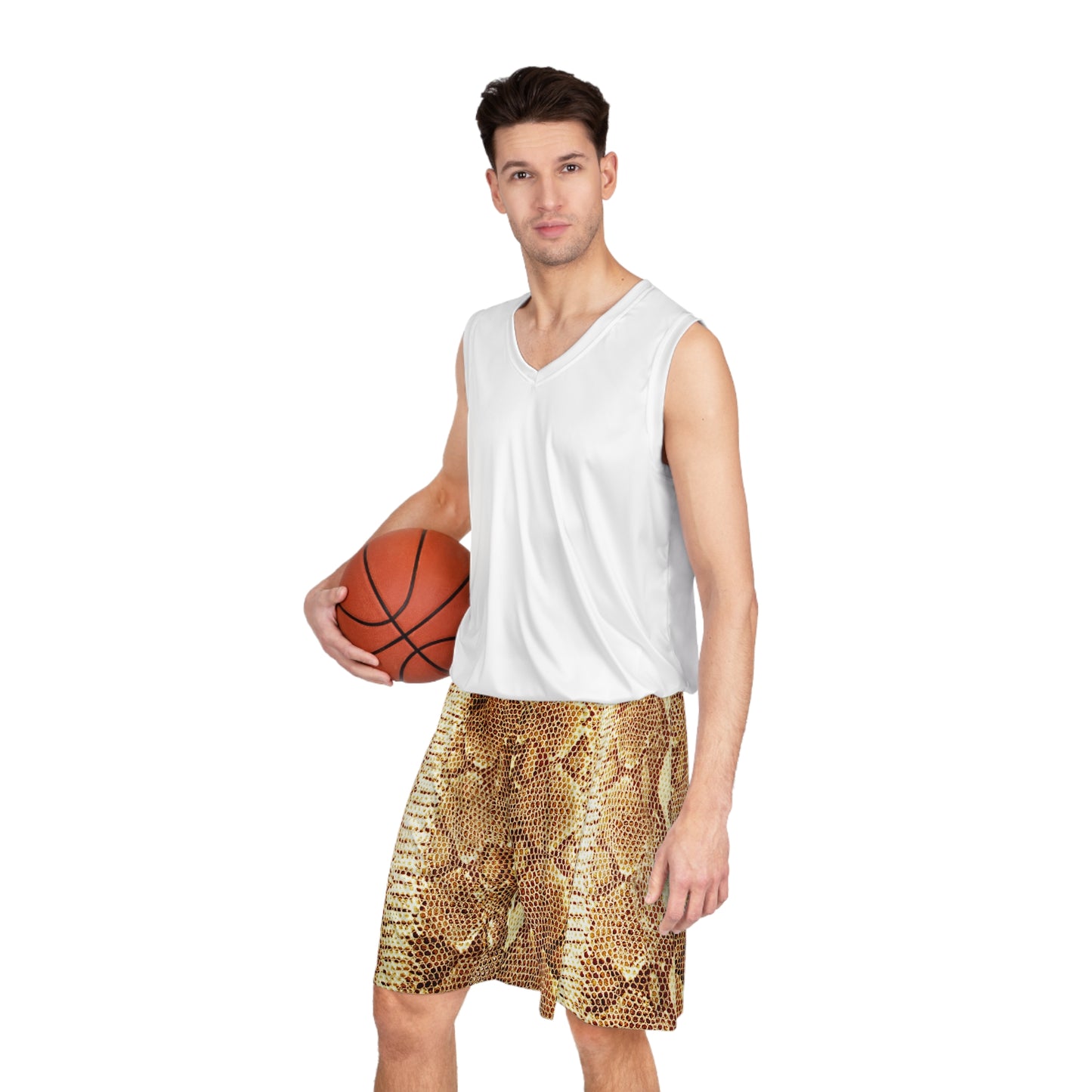 Give Me Grace brown snakeskin print Basketball Shorts