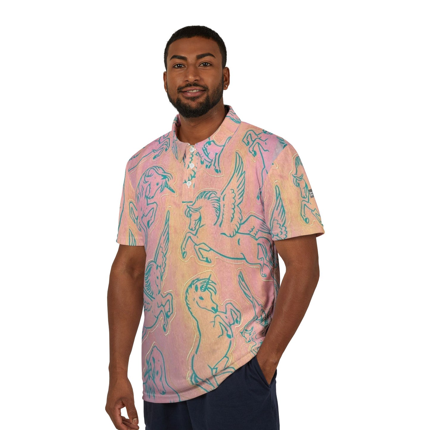 Iridescent Pink Unicorn Polo | Iridescent Unicorn Graphic Polo