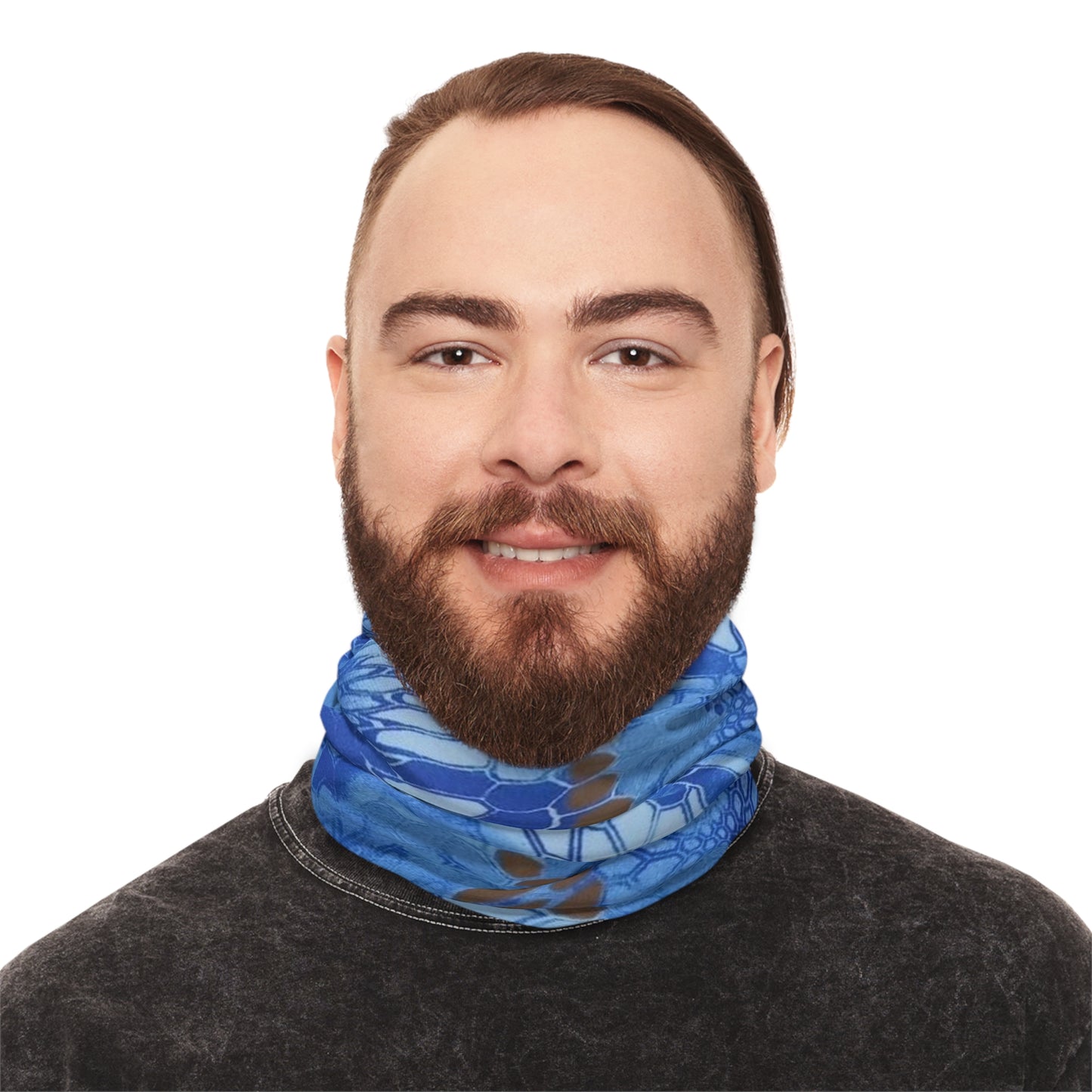 Blue Stylish Lightweight Neck Gaiter, Summer Fashion Accessory, Versatile Face Cover, Breathable Neck Warmer, Great for Outdoor Activities