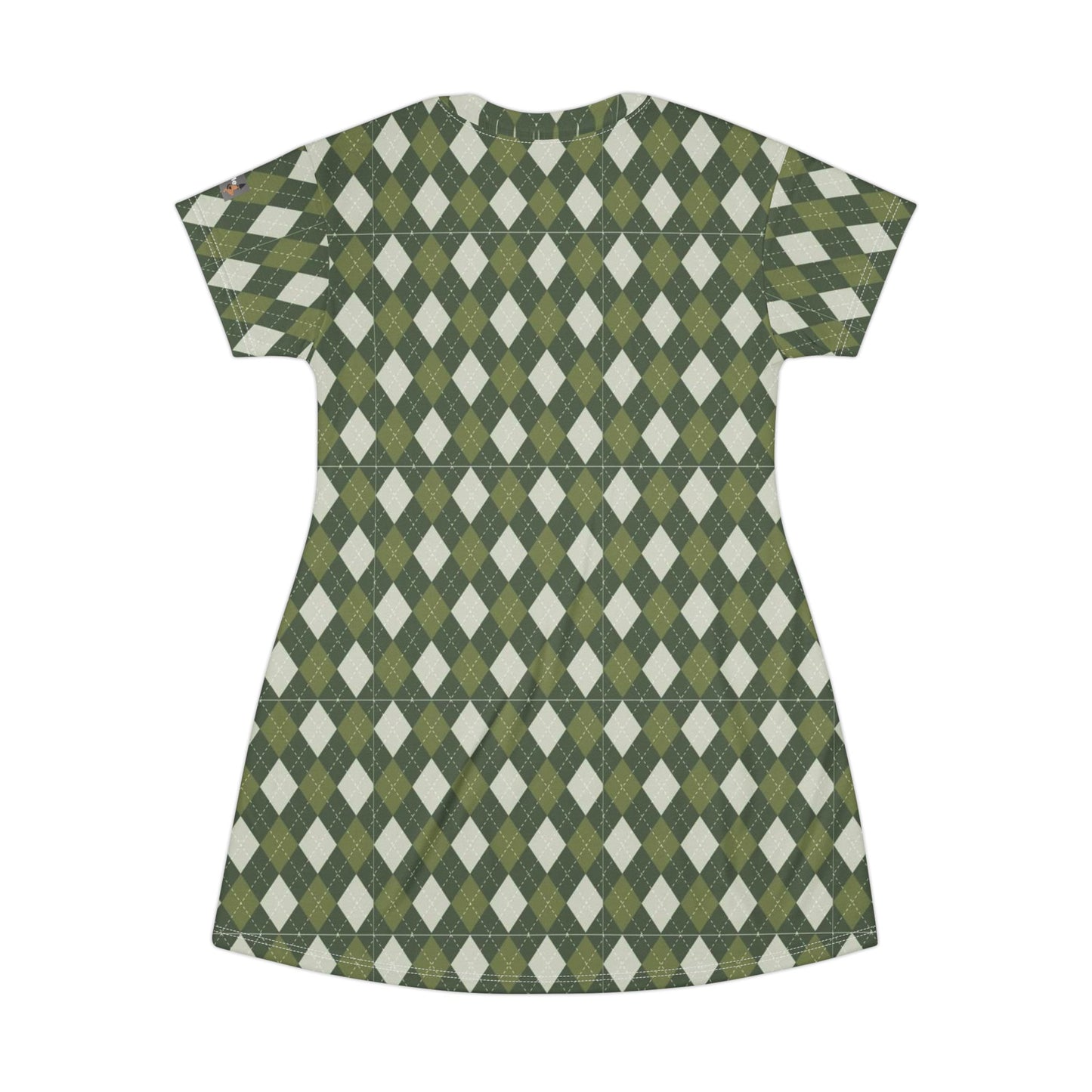 Argyle (diamonds, pyramids) Green & Cream Babydoll Dress — Classic Sexy Work-to-Play Knit