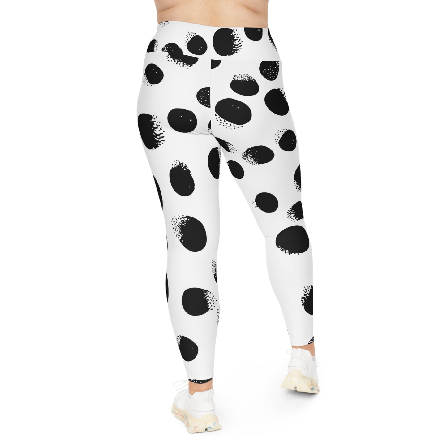 Polkadot Black & White Great Quality Stylish Leggings - Give Me Grace Signature Print - Plus Size Up to 6X