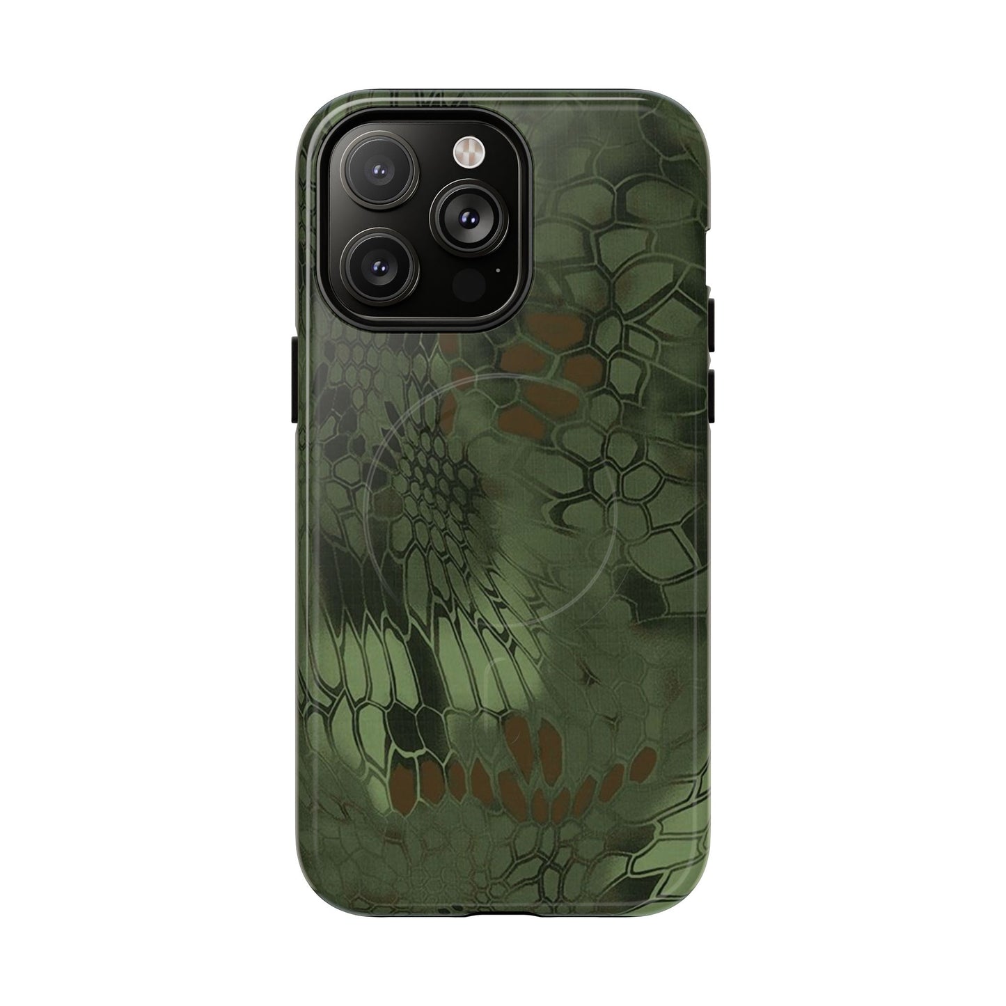 Magnetic Tough Phone Case — Green Camo Flower Snake Skin Protective Cover