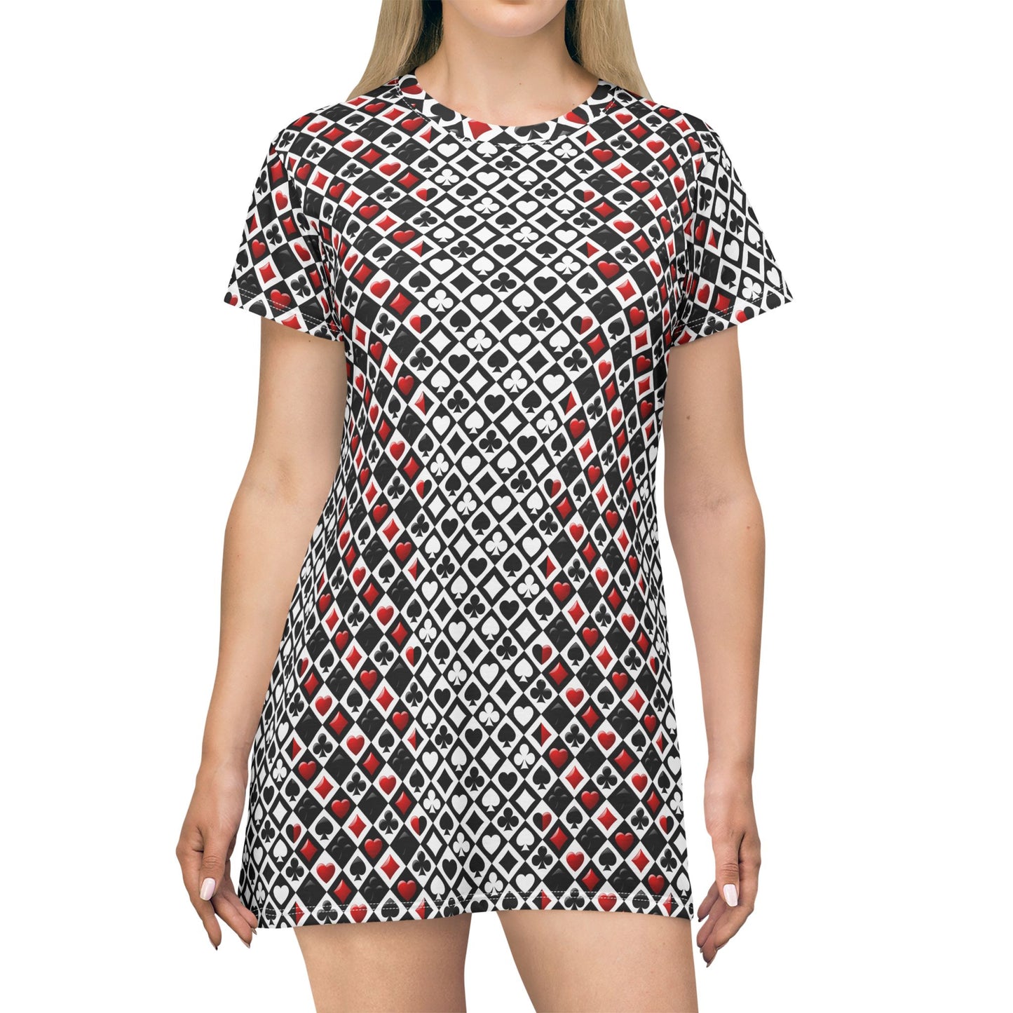 Queen of Spades Fashion Girl T-Shirt Dress | Playing Card Fashion Chic