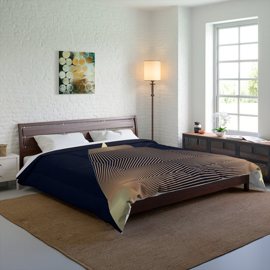 Geometric Triangle Pyramid Pattern Comforter | Gold Pyramid Modern Bedspread