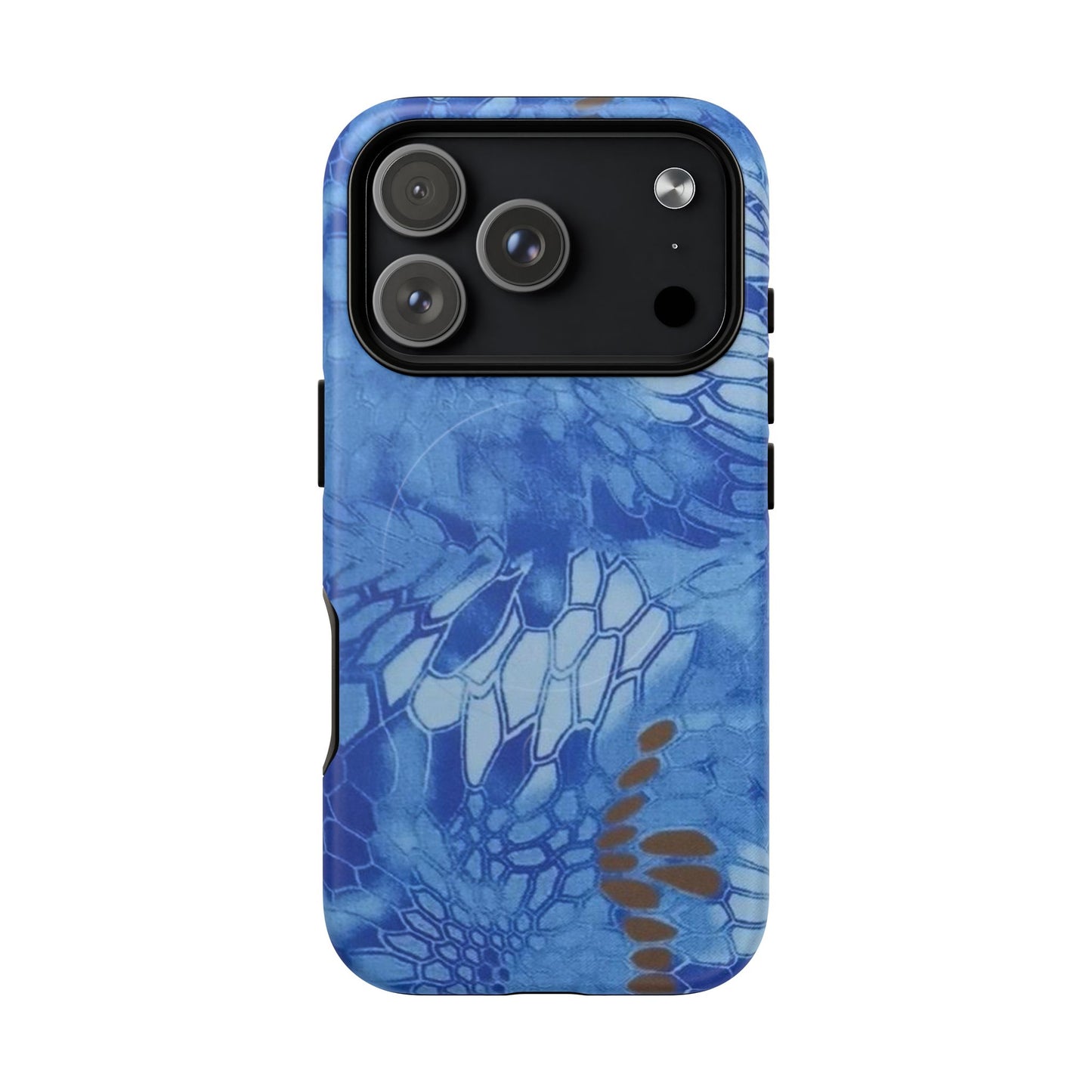 Magnetic Tough Phone Case — Blue Camo Flower Snake Skin Protective Cover