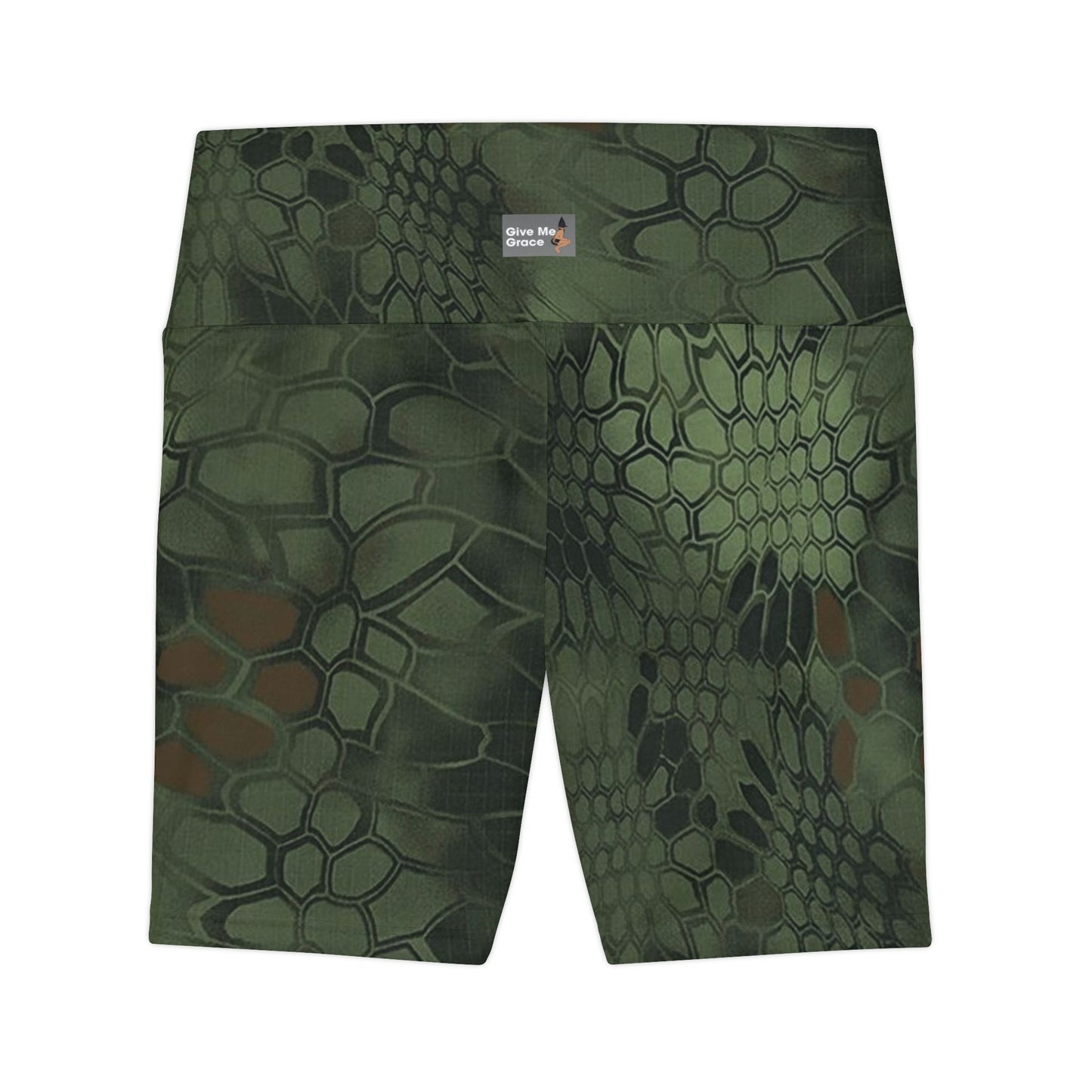 Emerald Workout Shorts, Give Me Grace Print, Women's Athletic Wear, High Waistband, Crop Top Matching, Comfortable Fitness Shorts