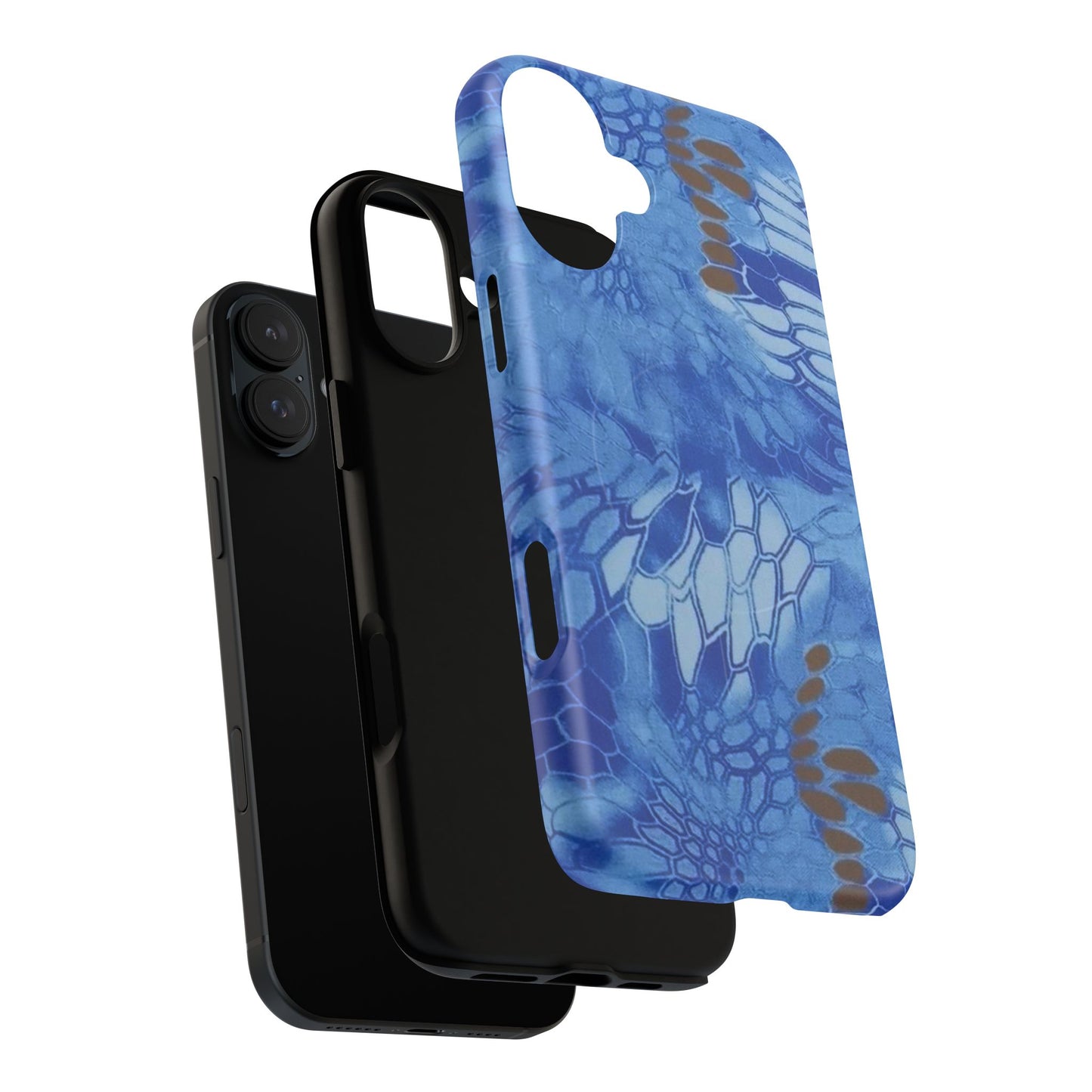 Magnetic Tough Phone Case — Blue Camo Flower Snake Skin Protective Cover
