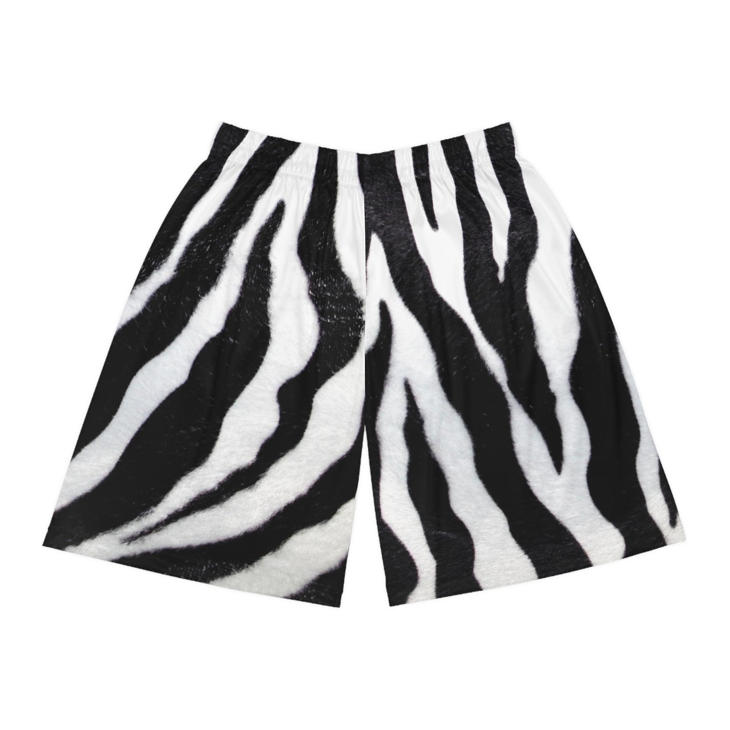 Zebra Print Trendy Basketball Shorts | Black White All-Over Print