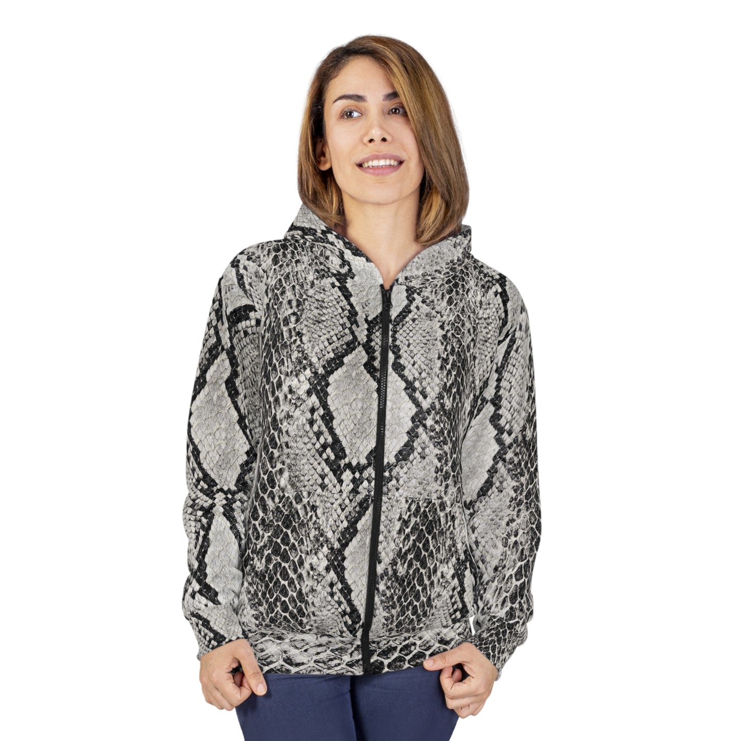 Snakeskin Zip Hoodie — Stylish One-of-a-Kind Zip-Up for Work, Dates & Street Style