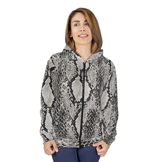 Snakeskin Zip Hoodie — Stylish One-of-a-Kind Zip-Up for Work, Dates & Street Style