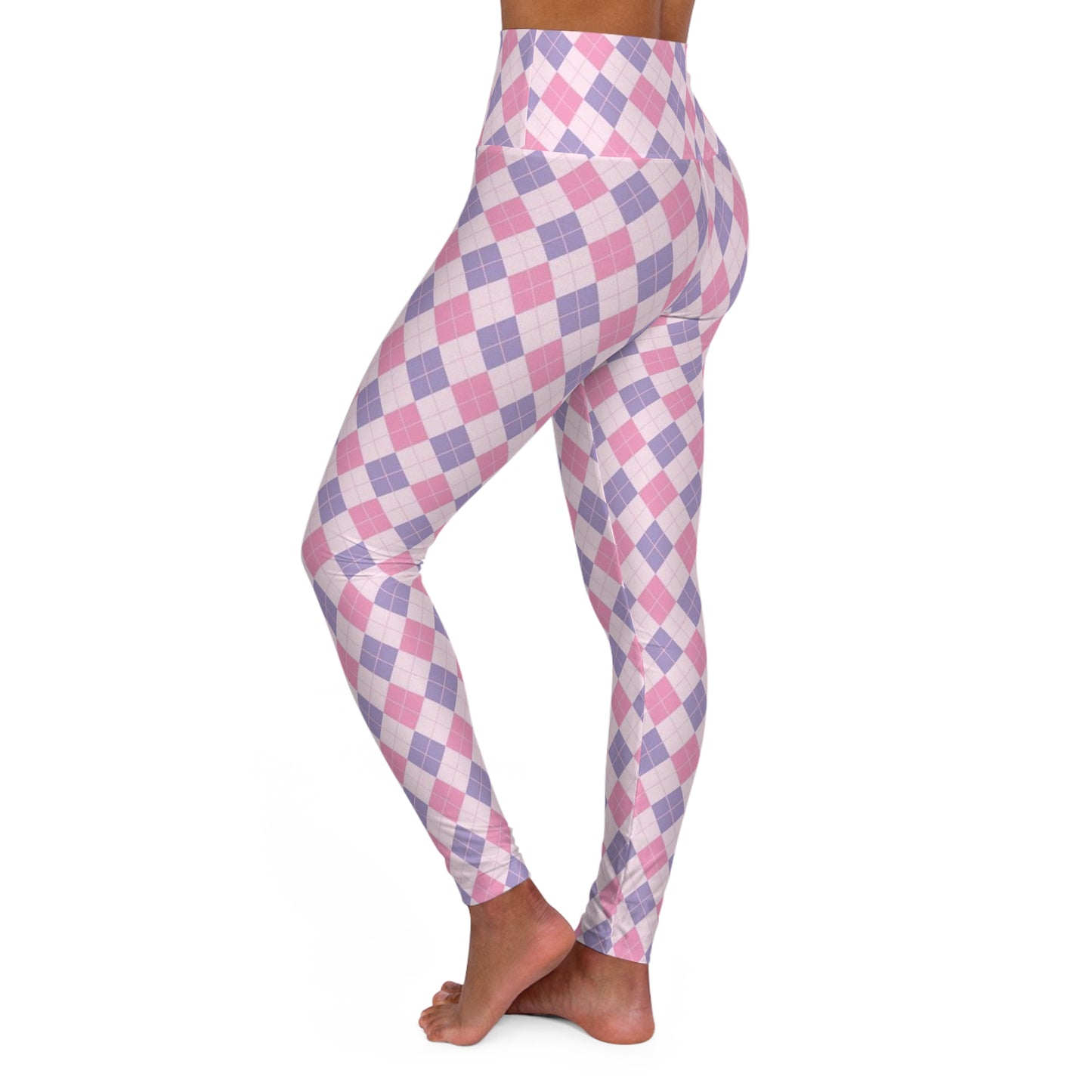 Classic Argyle High-Waisted Yoga Leggings - Pink & Purple — Give Me Grace Print Activewear