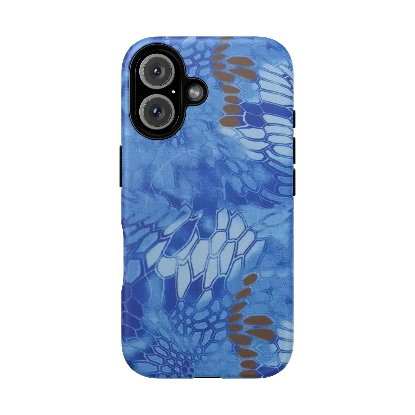 Magnetic Tough Phone Case — Blue Camo Flower Snake Skin Protective Cover