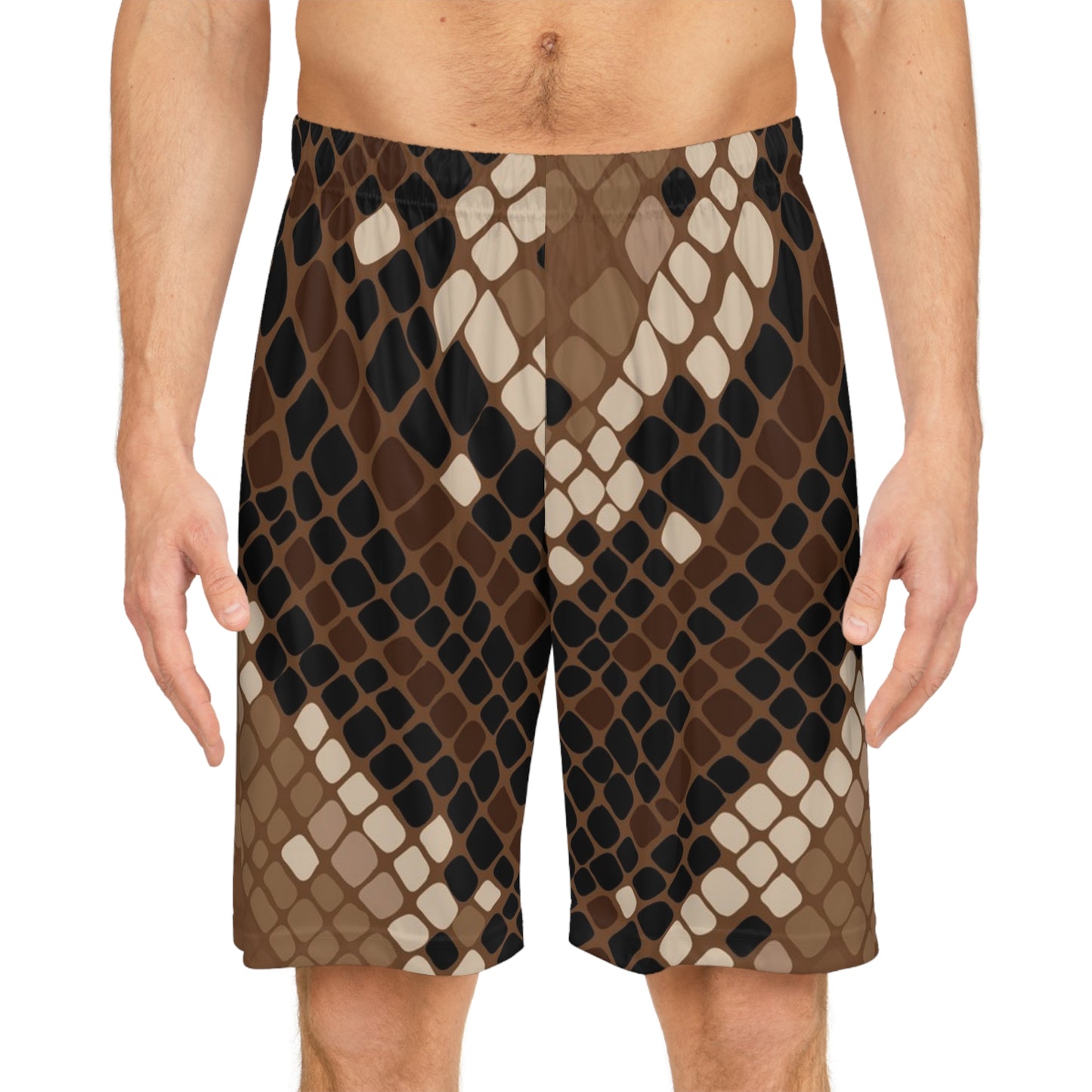 Give Me Grace Abstract Snakeskin print brown Basketball Shorts