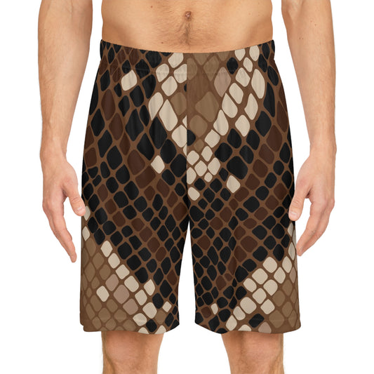 Give Me Grace Abstract Snakeskin print brown Basketball Shorts