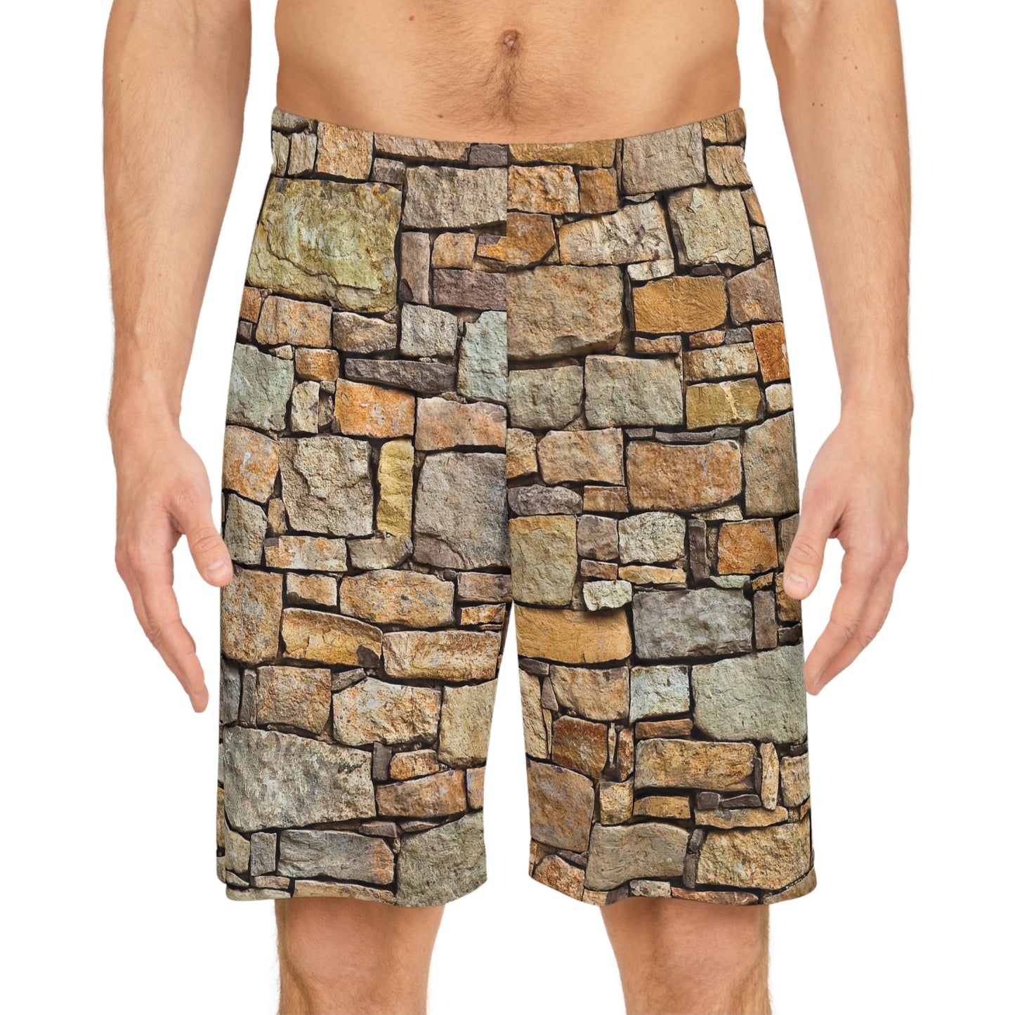 Brick Stone Wall 'Solid as a Rock' Basketball Shorts — Streetwear