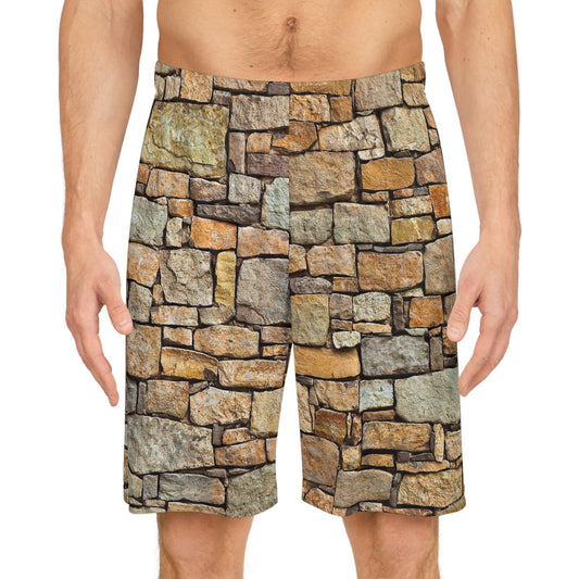 Brick Stone Wall 'Solid as a Rock' Basketball Shorts — Streetwear