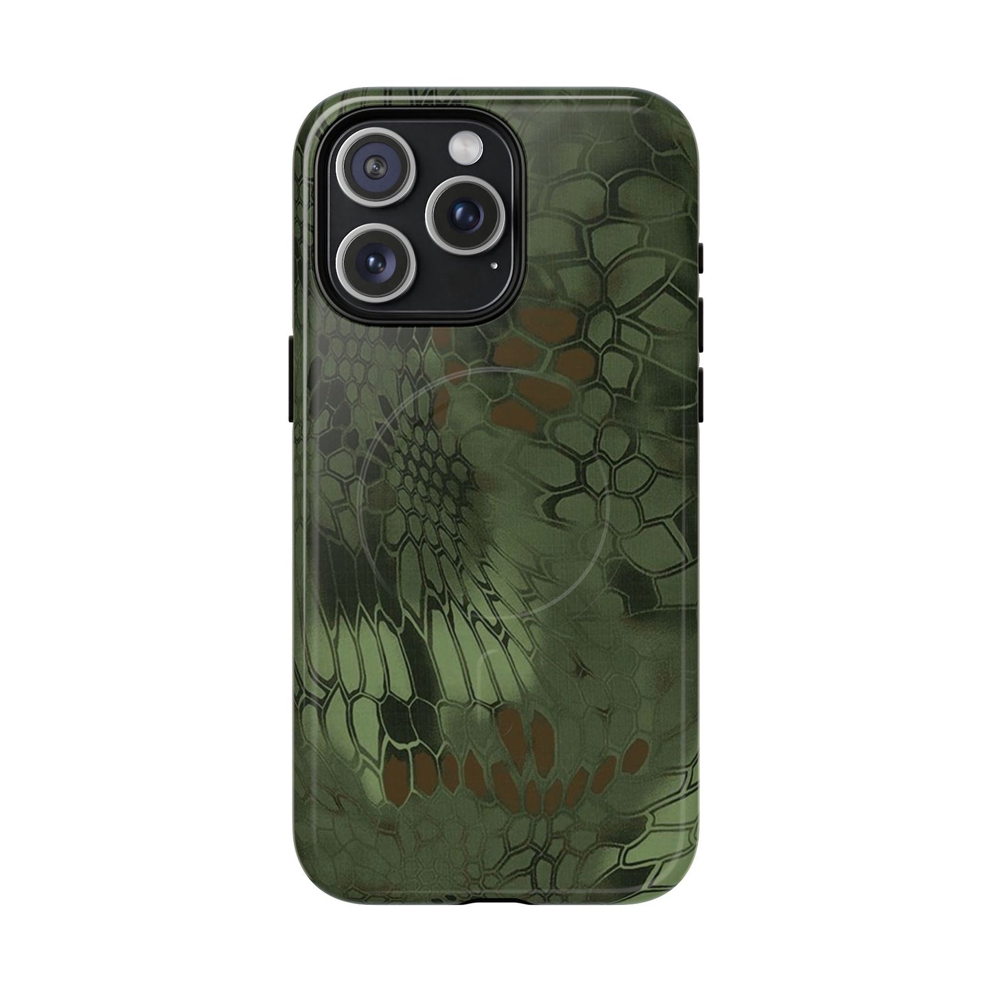 Magnetic Tough Phone Case — Green Camo Flower Snake Skin Protective Cover