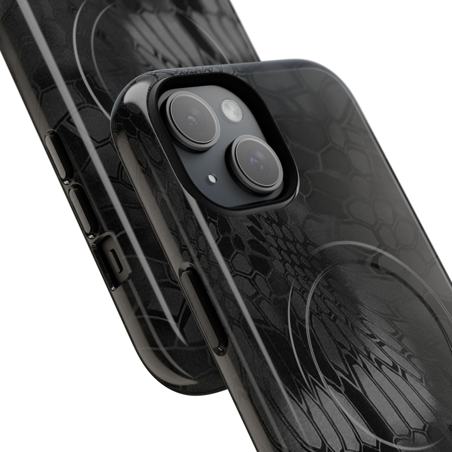 Magnetic Tough Phone Case — Black Snake Skin Protective Cover