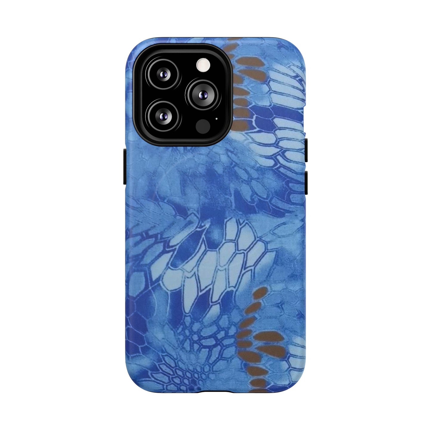 Magnetic Tough Phone Case — Blue Camo Flower Snake Skin Protective Cover