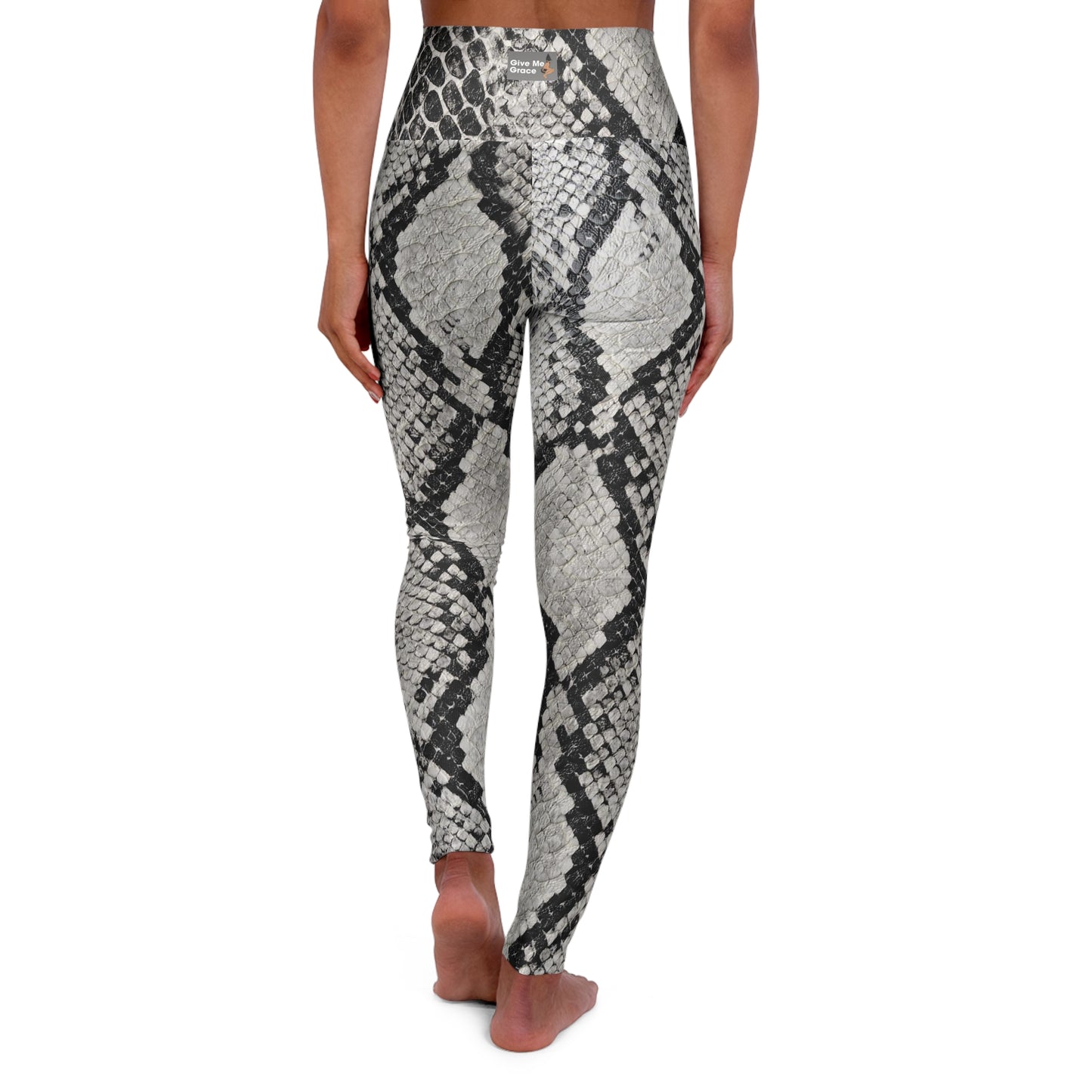 High-Waisted Yoga Leggings — Snakeskin black & white