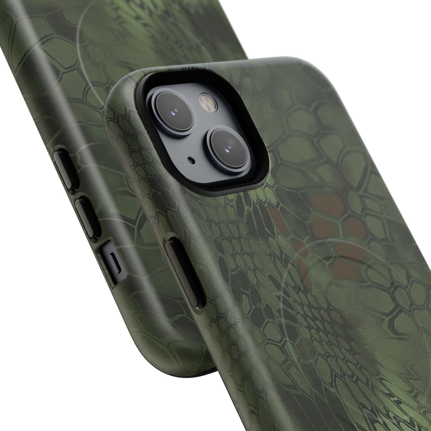 Magnetic Tough Phone Case — Green Camo Flower Snake Skin Protective Cover