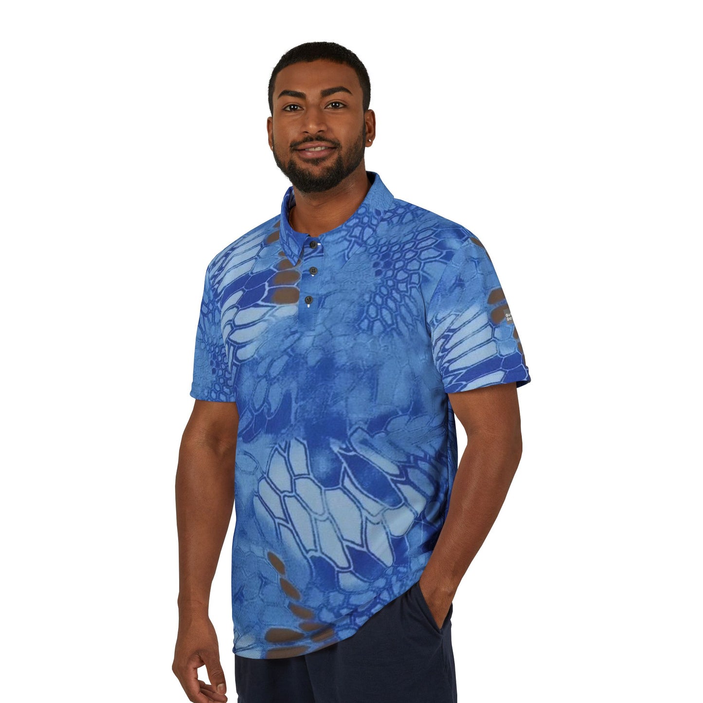 Give Me Grace Blue Camo Floral Lace Polo Shirt
