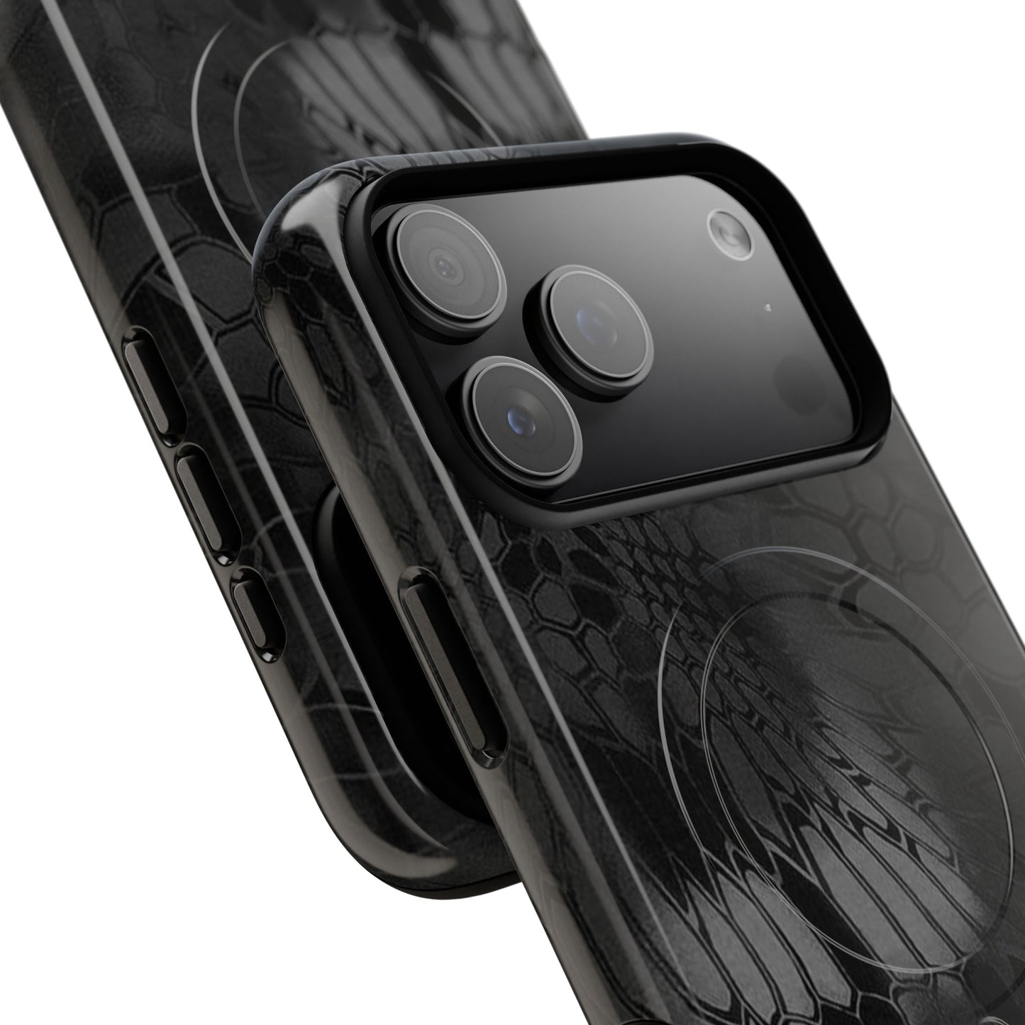 Magnetic Tough Phone Case — Black Snake Skin Protective Cover