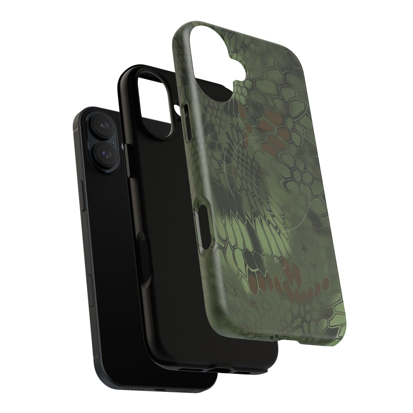 Magnetic Tough Phone Case — Green Camo Flower Snake Skin Protective Cover