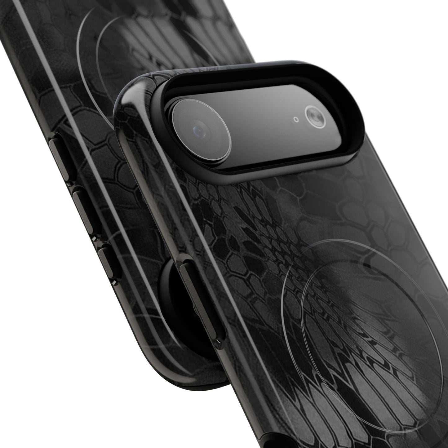 Magnetic Tough Phone Case — Black Snake Skin Protective Cover