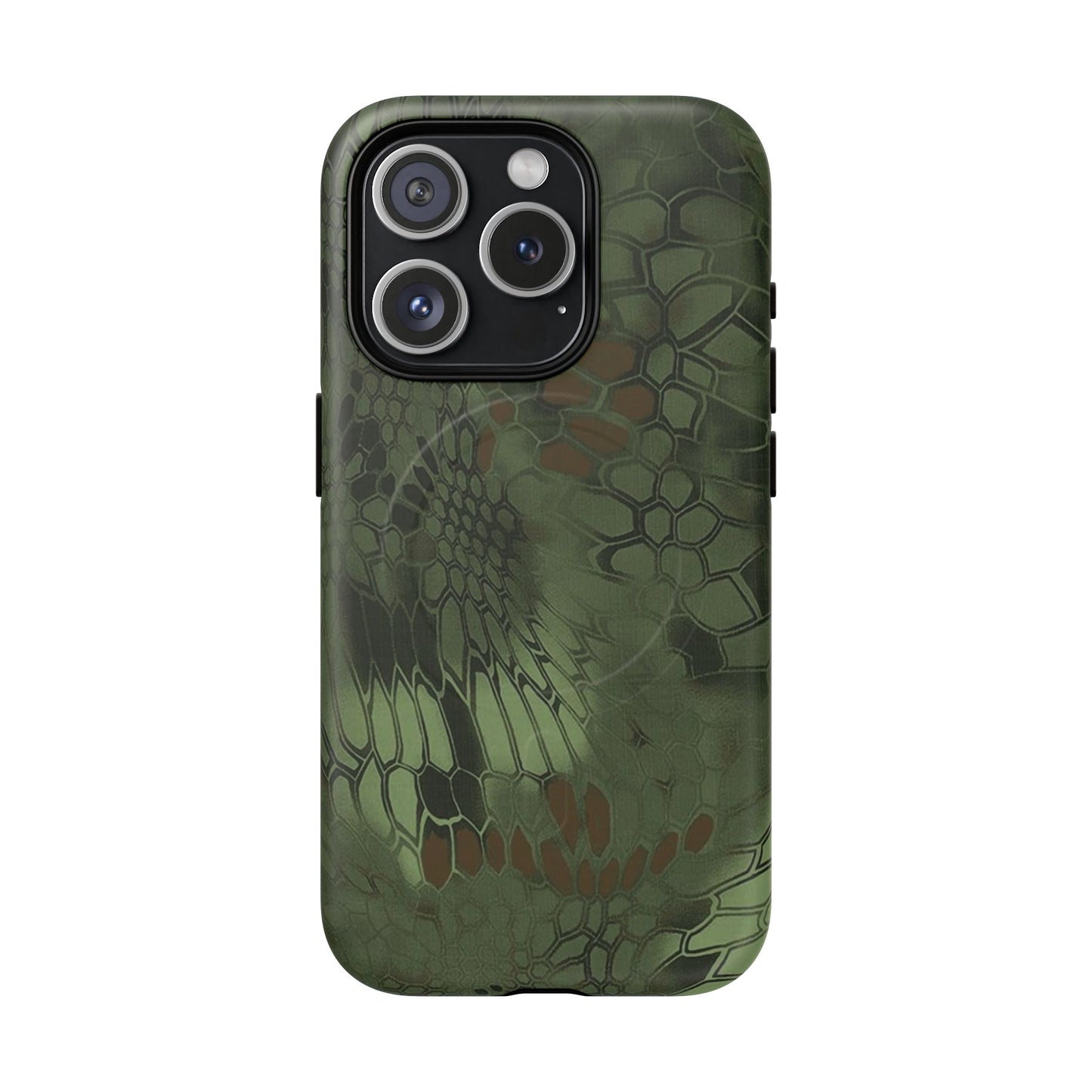 Magnetic Tough Phone Case — Green Camo Flower Snake Skin Protective Cover