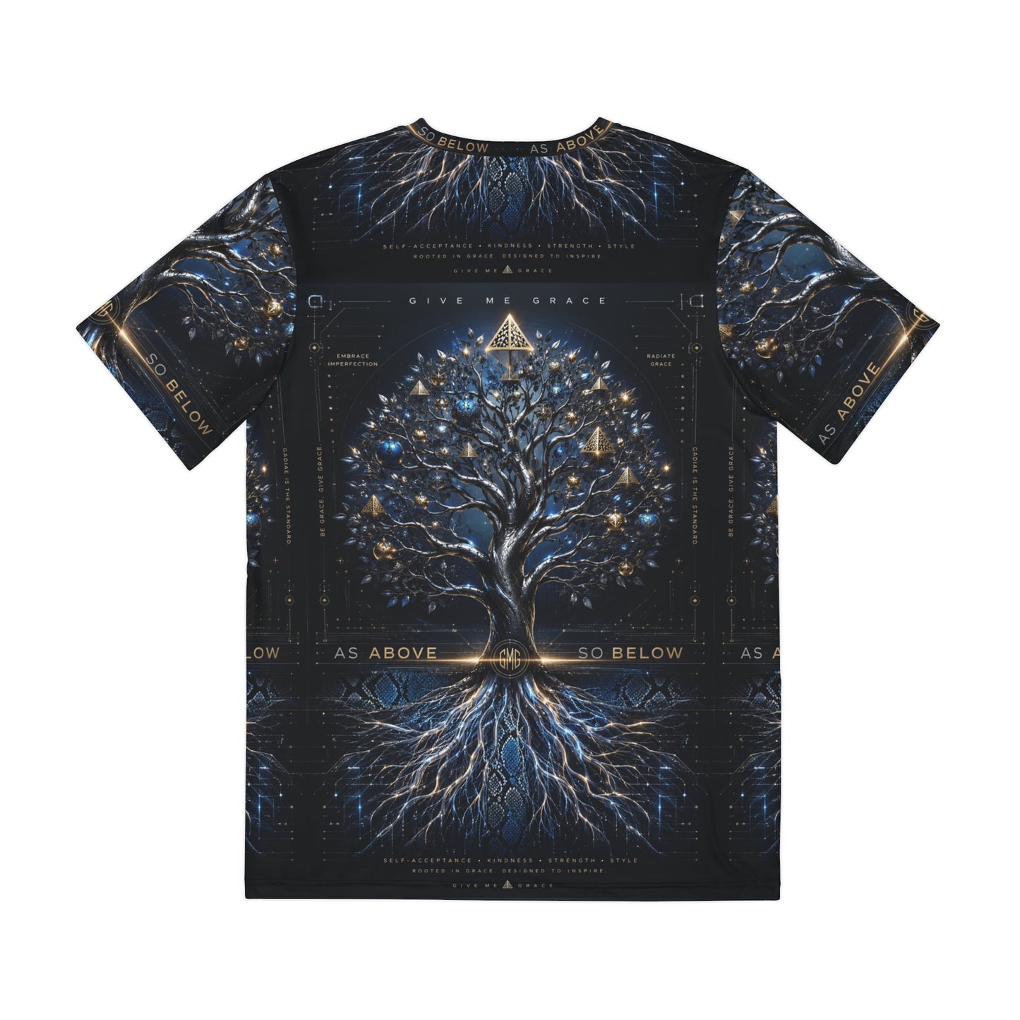 As Above So Below Golden Futuristic Snakeskin Tree Unisex Tee