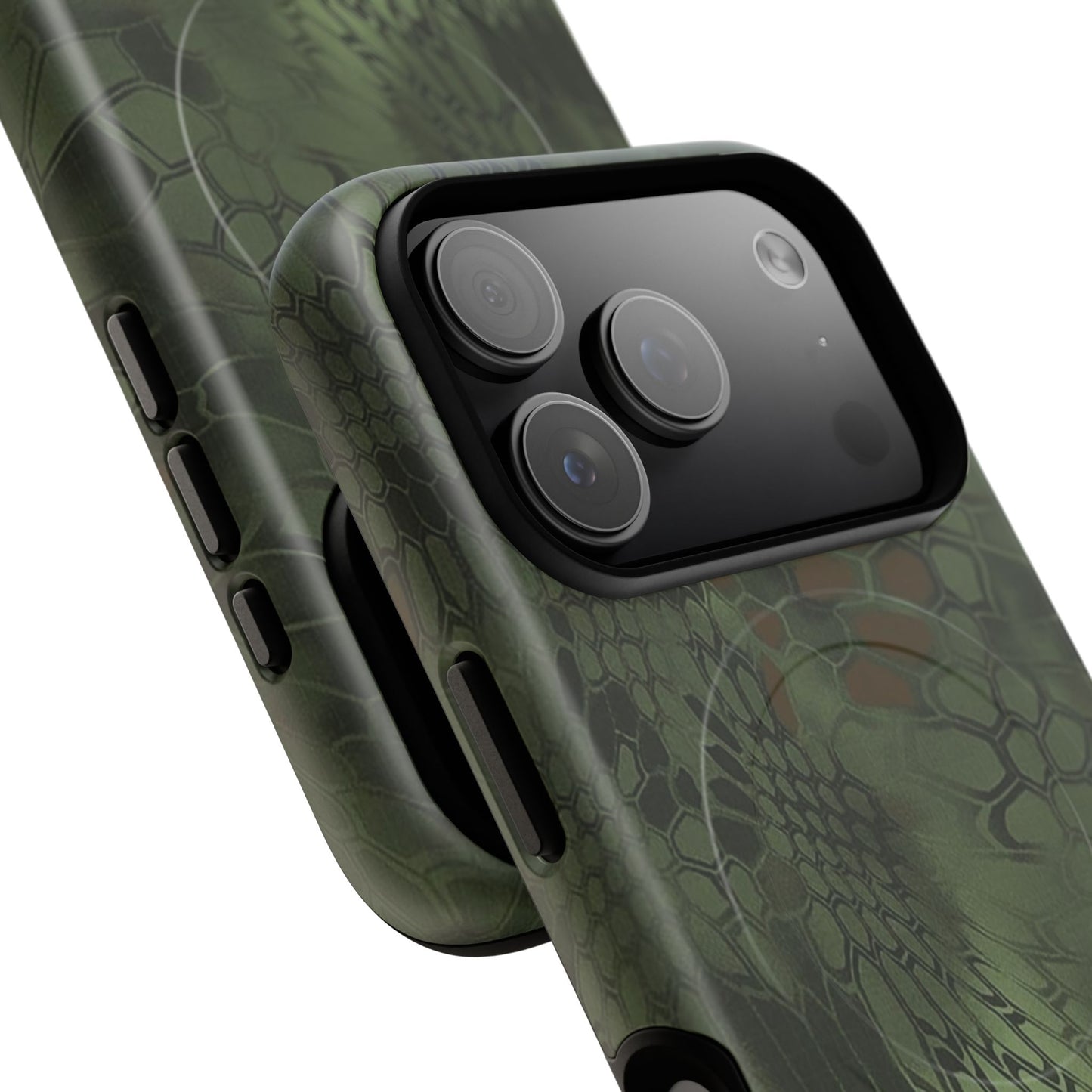 Magnetic Tough Phone Case — Green Camo Flower Snake Skin Protective Cover