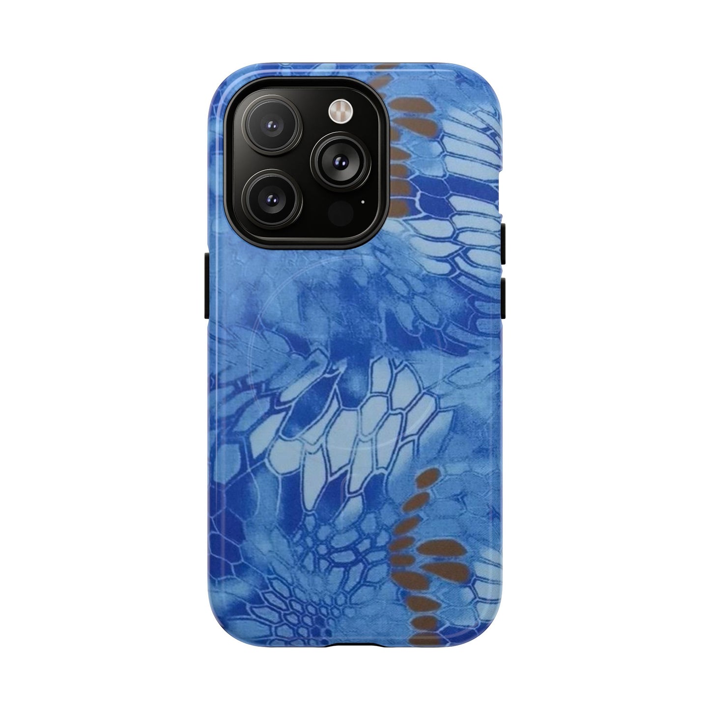 Magnetic Tough Phone Case — Blue Camo Flower Snake Skin Protective Cover