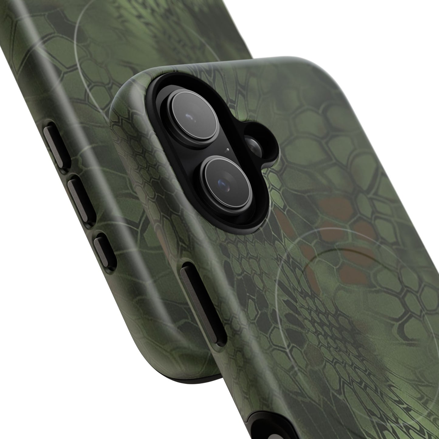 Magnetic Tough Phone Case — Green Camo Flower Snake Skin Protective Cover