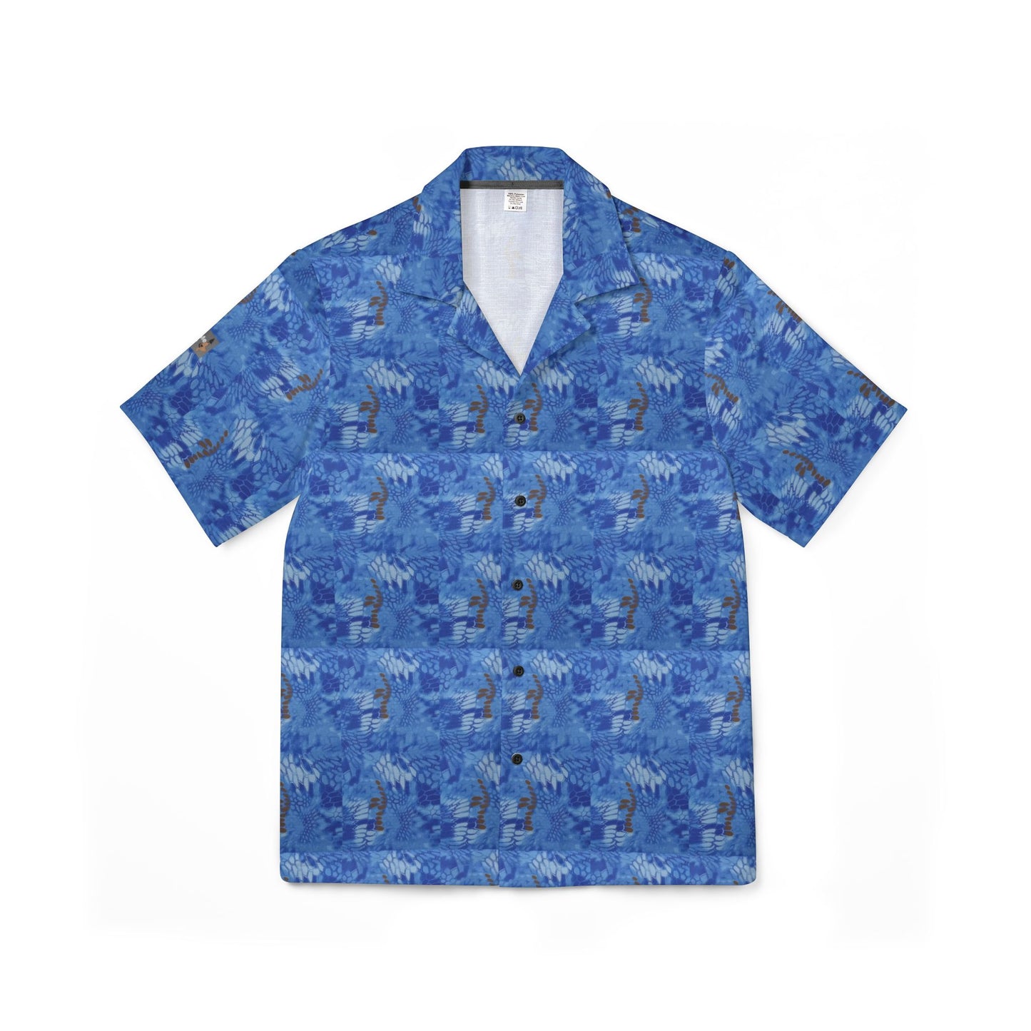 Give Me Grace Floral Camo Hawaiian Shirt — Blue Snakeskin, flower