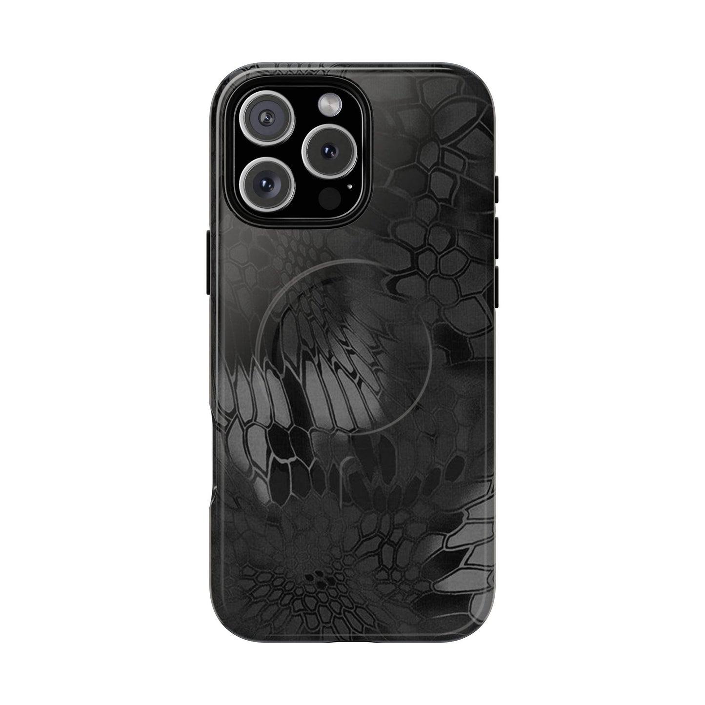 Magnetic Tough Phone Case — Black Snake Skin Protective Cover