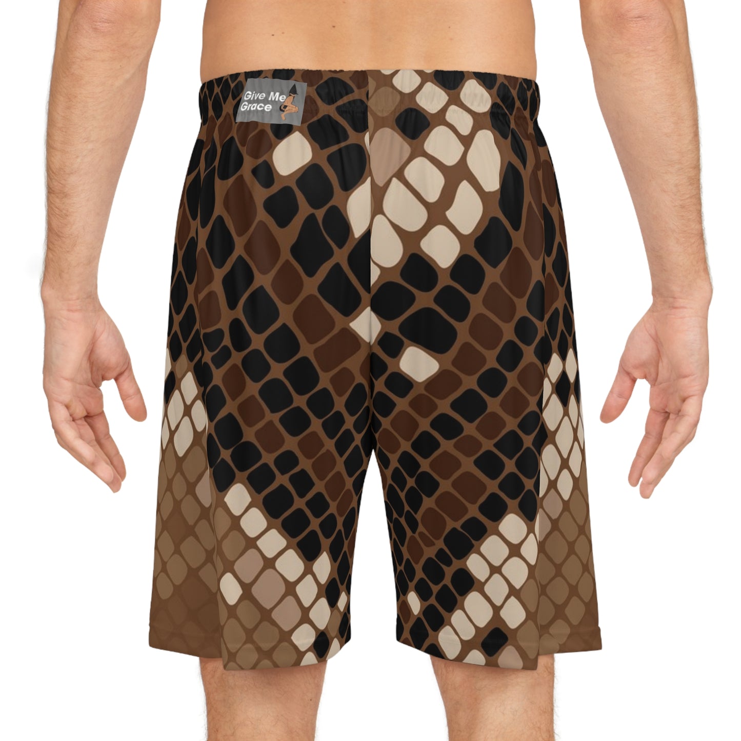 Give Me Grace Abstract Snakeskin print brown Basketball Shorts