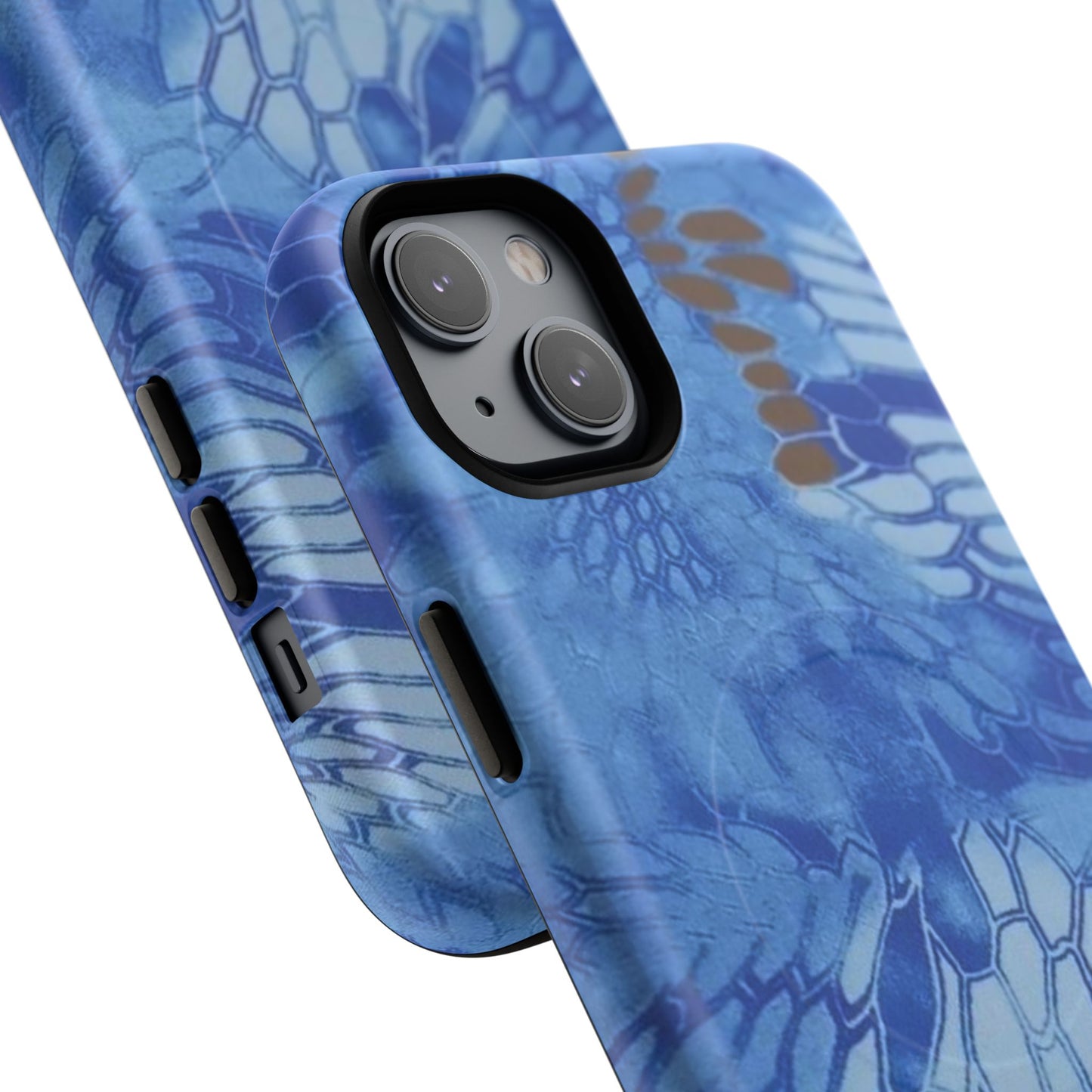 Magnetic Tough Phone Case — Blue Camo Flower Snake Skin Protective Cover
