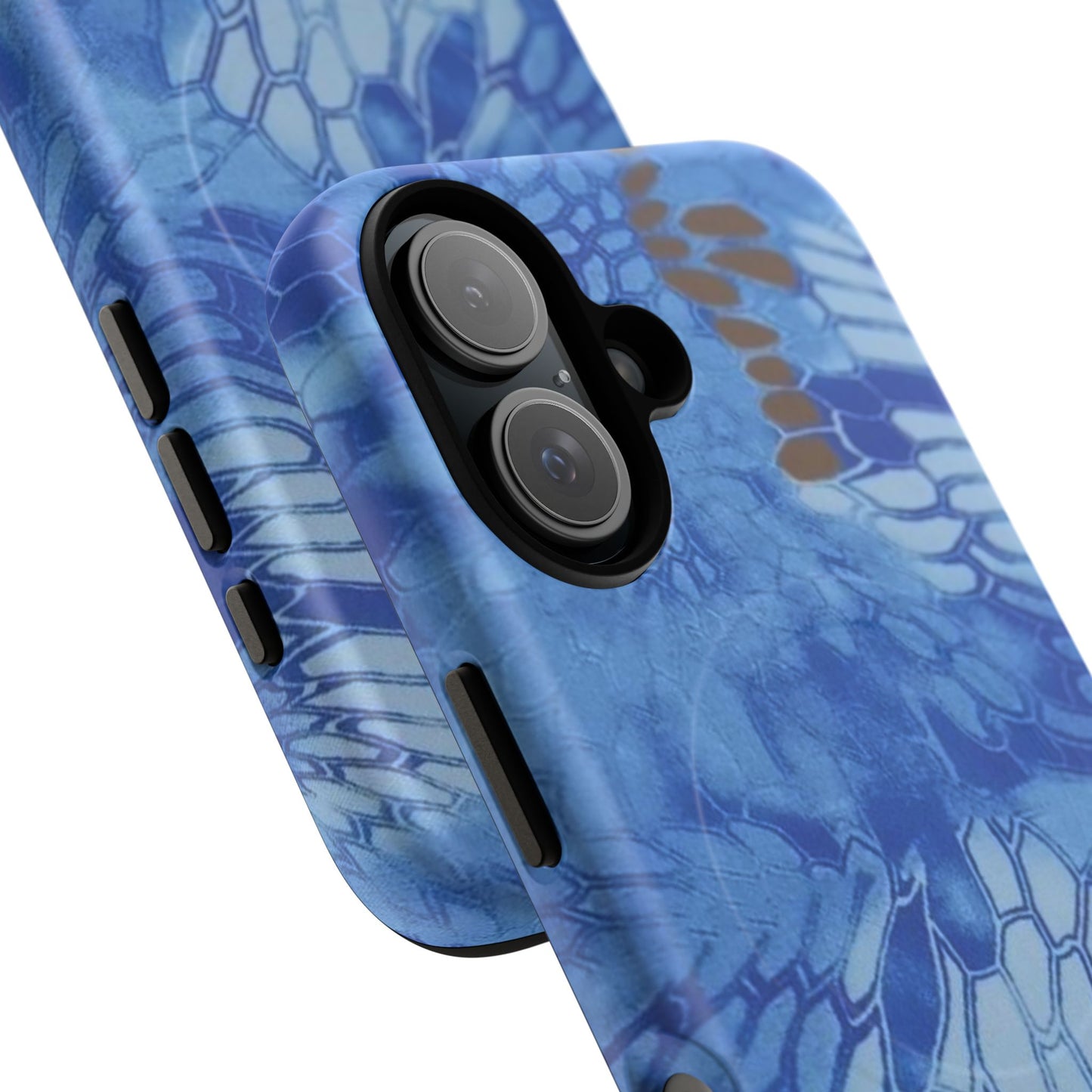 Magnetic Tough Phone Case — Blue Camo Flower Snake Skin Protective Cover