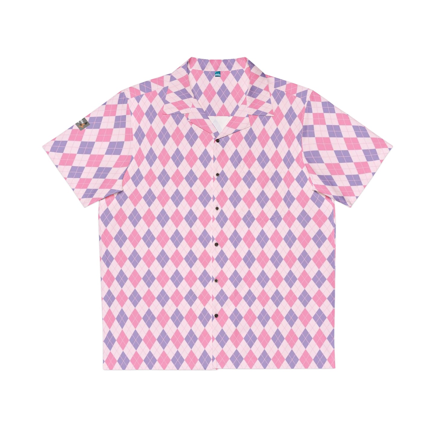 Unisex Hawaiian Shirt — Classic Timeless Argyle (pyramid diamond) - pink & purple