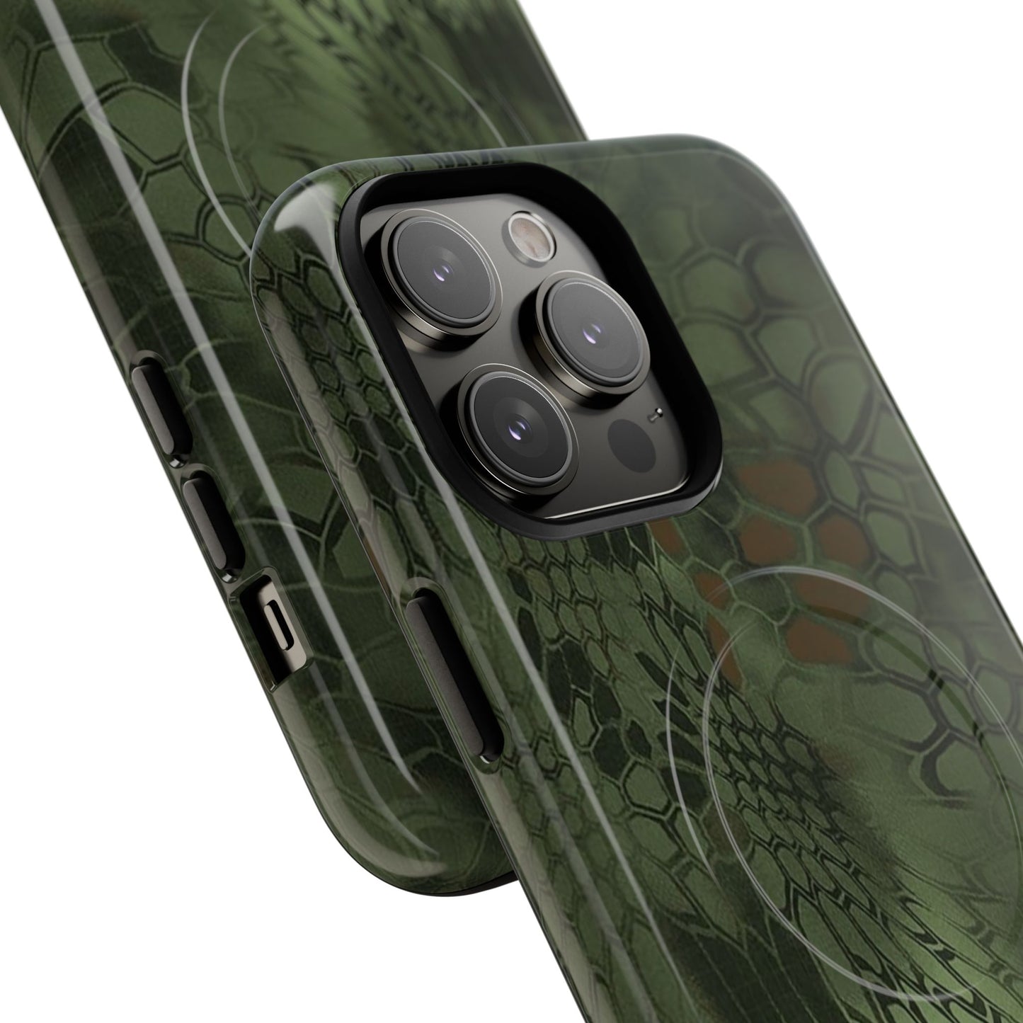 Magnetic Tough Phone Case — Green Camo Flower Snake Skin Protective Cover