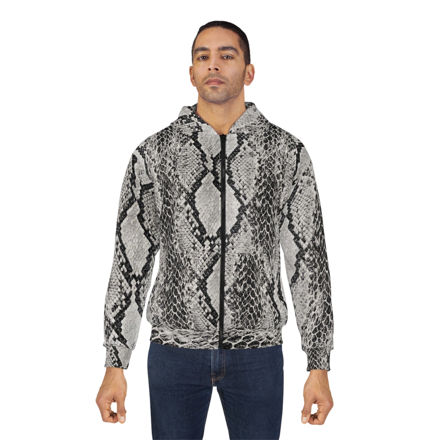 Snakeskin Zip Hoodie — Stylish One-of-a-Kind Zip-Up for Work, Dates & Street Style
