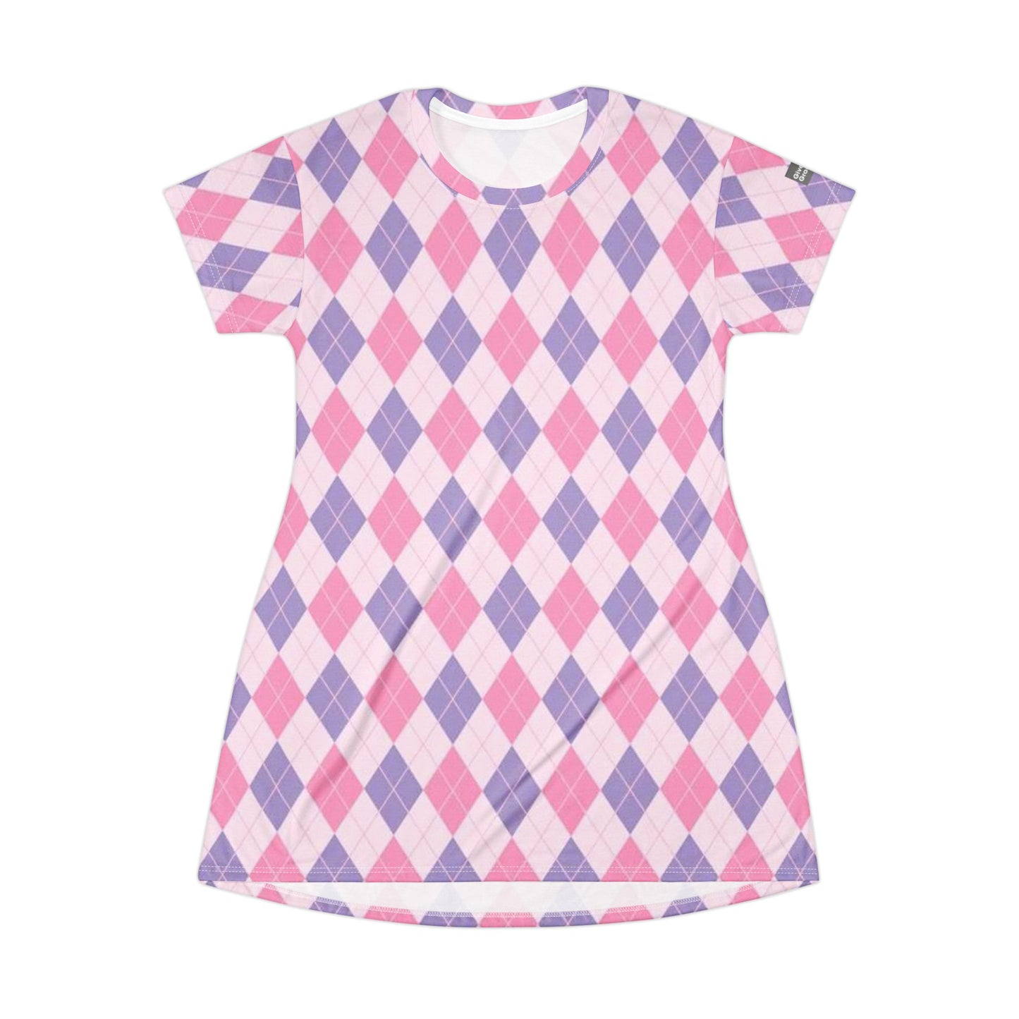 Argyle (diamonds, pyramids) Pink & Purple Babydoll Dress — Classic Sexy Work-to-Play Knit